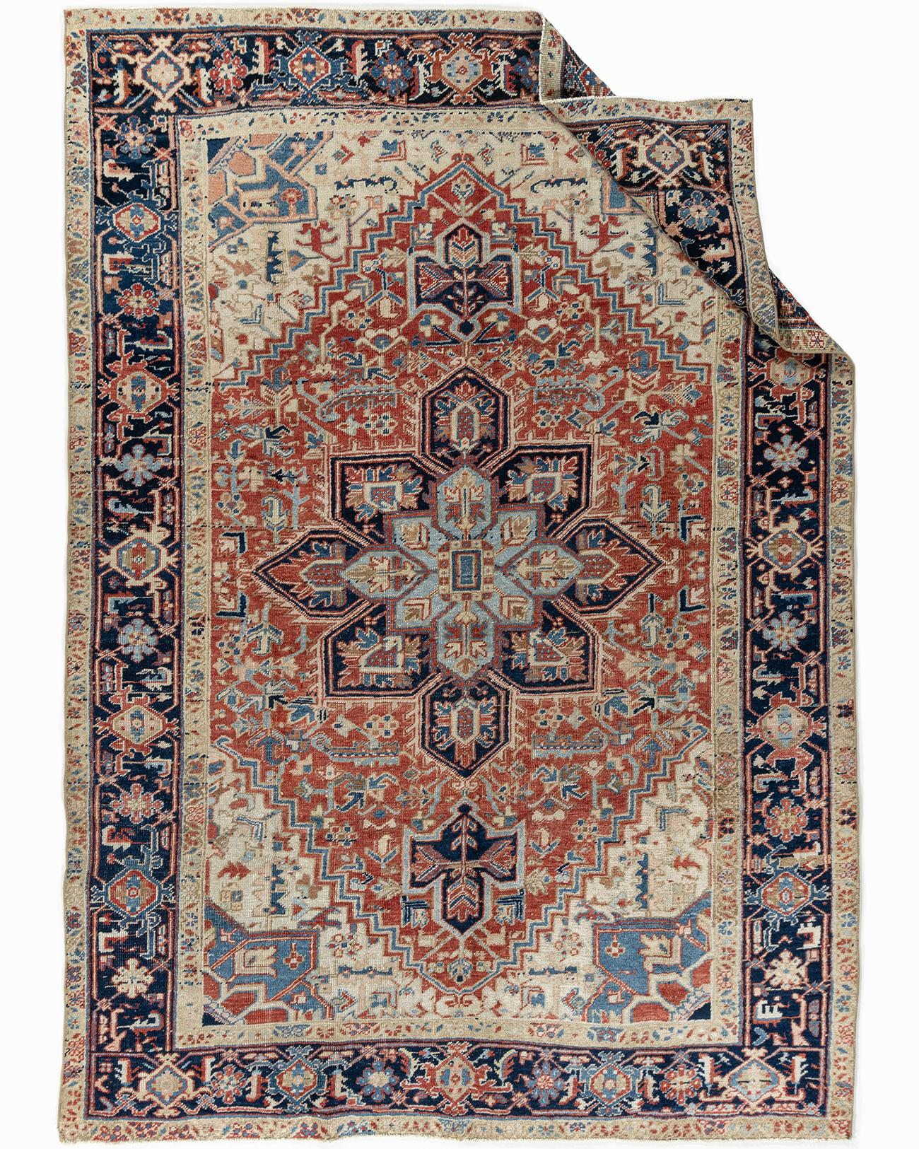 Vintage Persian Ivory Heriz Rug For Sale 6