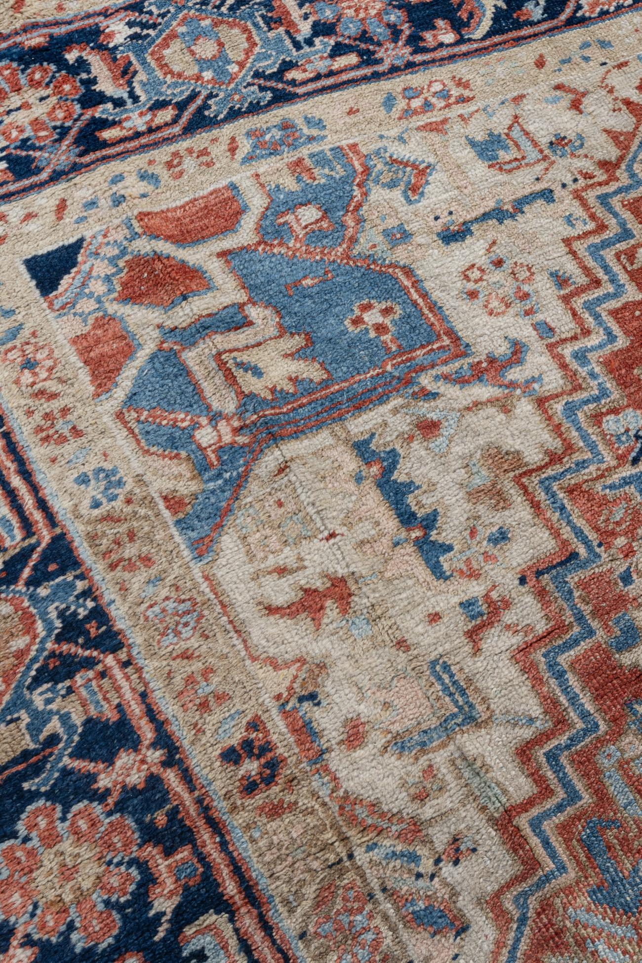 Vintage Persian Ivory Heriz Rug For Sale 7