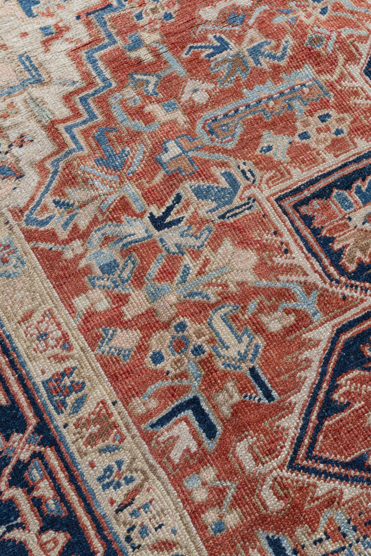 Vintage Persian Ivory Heriz Rug For Sale 8
