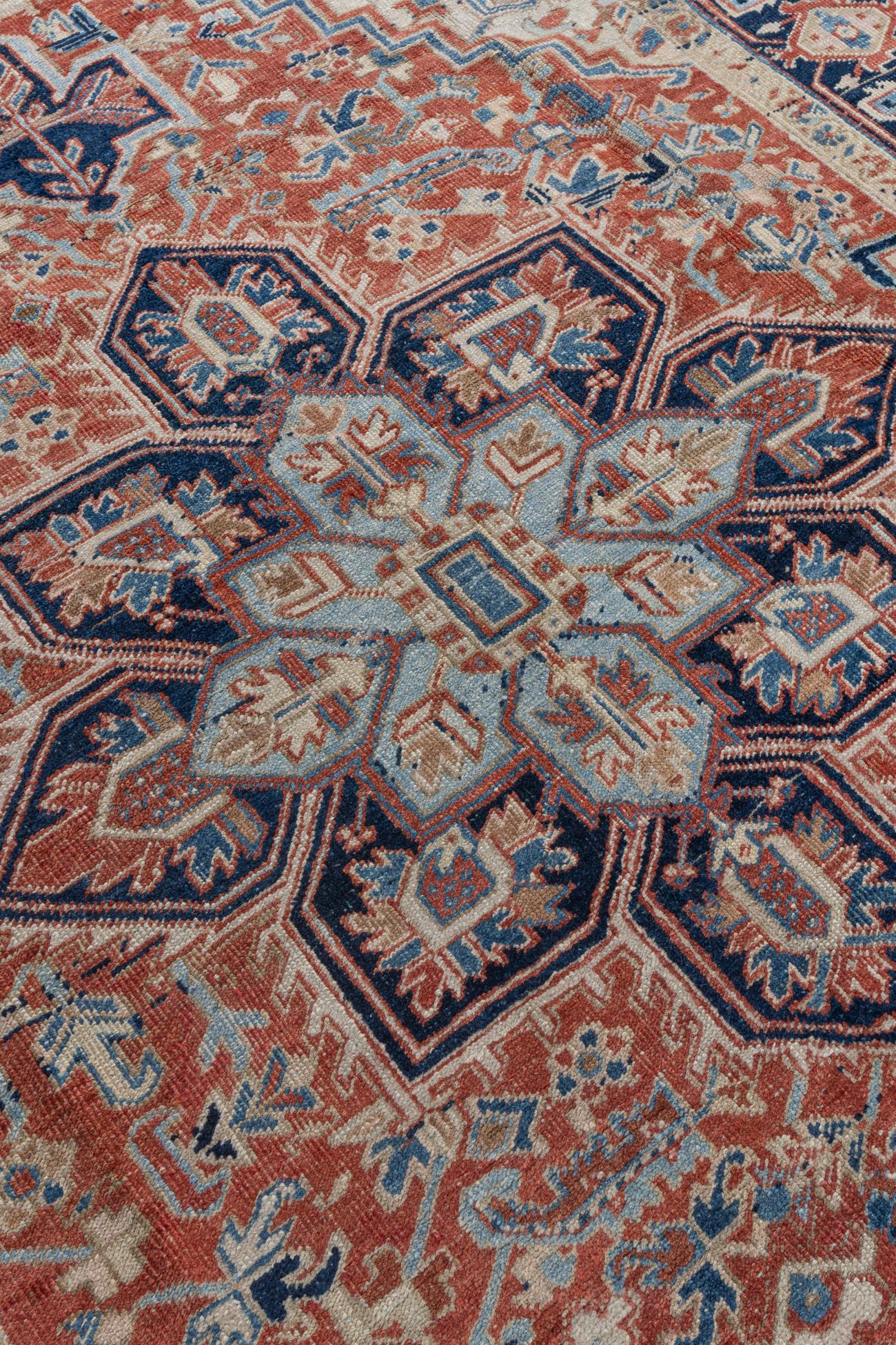 20th Century Vintage Persian Ivory Heriz Rug For Sale