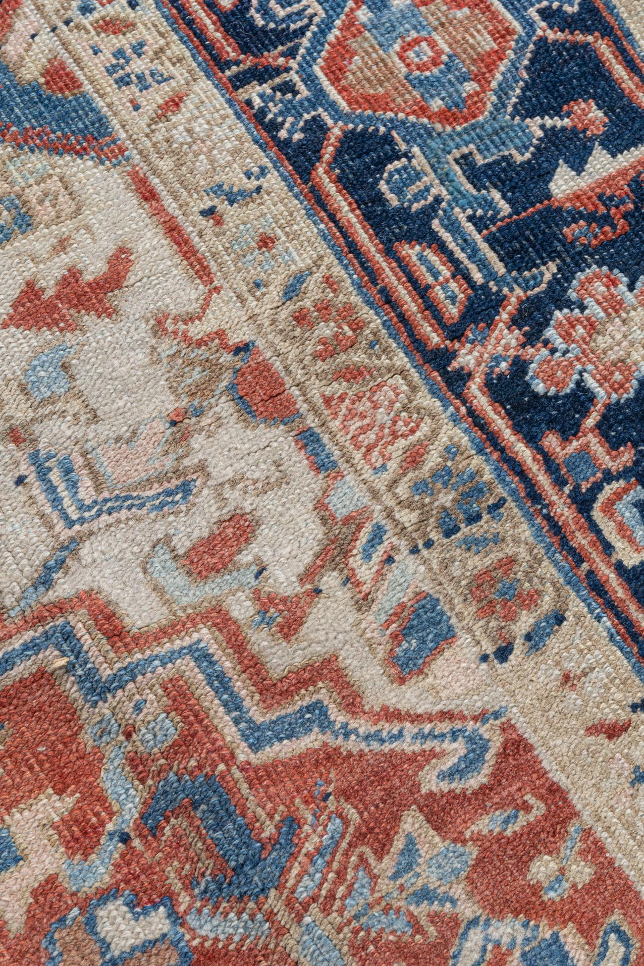 Vintage Persian Ivory Heriz Rug For Sale 1