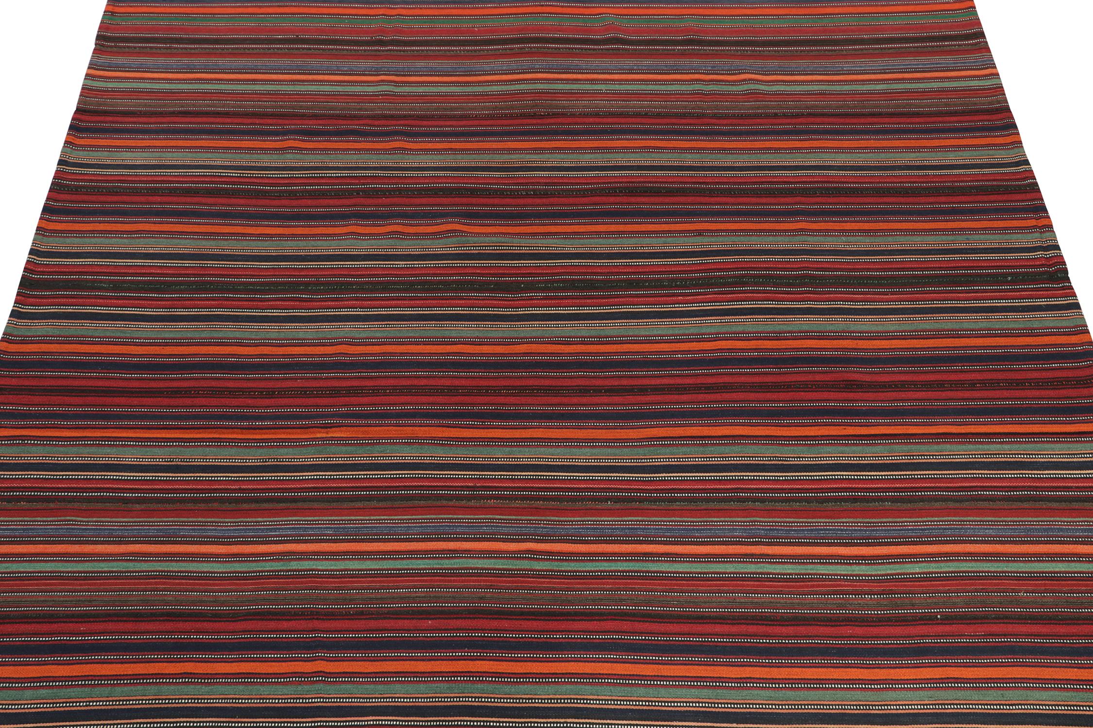 Tribal Vintage Persian Jajim Bidjar Kilim in Polychromatic Stripes For Sale