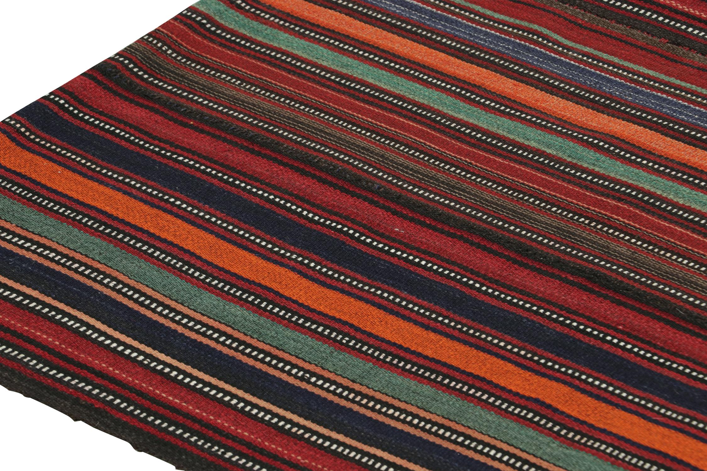 Vintage Persian Jajim Bidjar Kilim in Polychromatic Stripes In Good Condition For Sale In Long Island City, NY