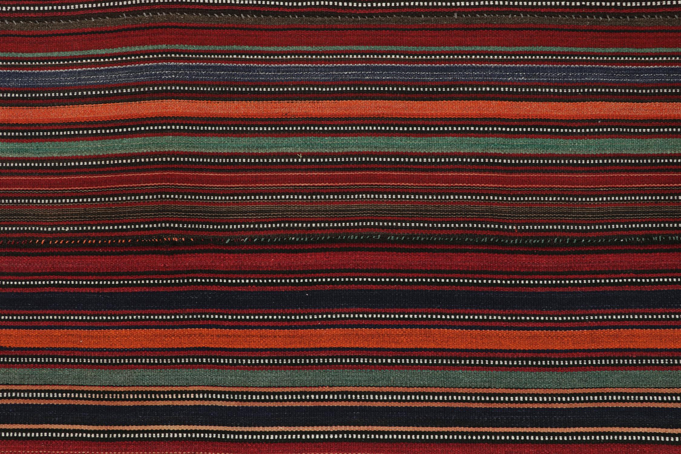 Mid-20th Century Vintage Persian Jajim Bidjar Kilim in Polychromatic Stripes For Sale