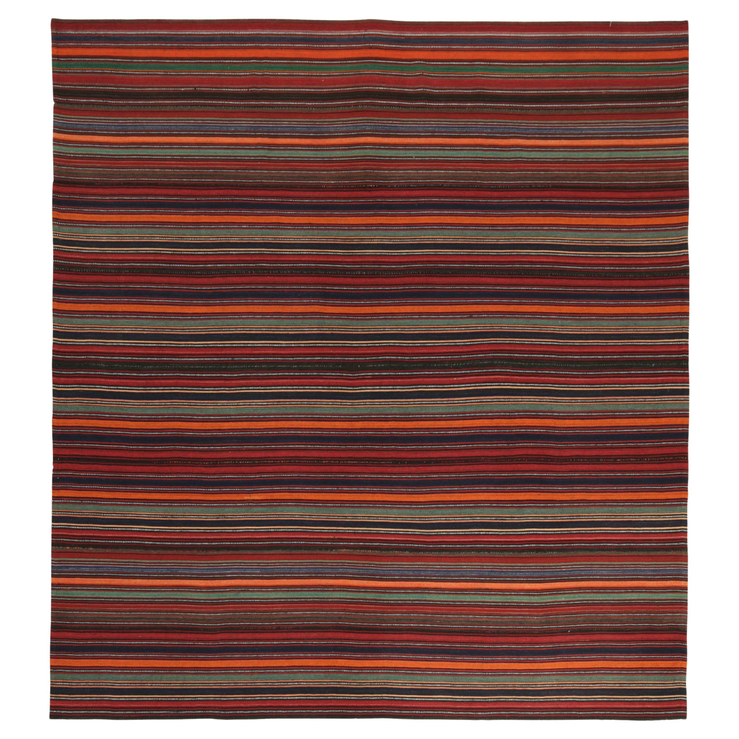 Vintage Persian Jajim Bidjar Kilim in Polychromatic Stripes
