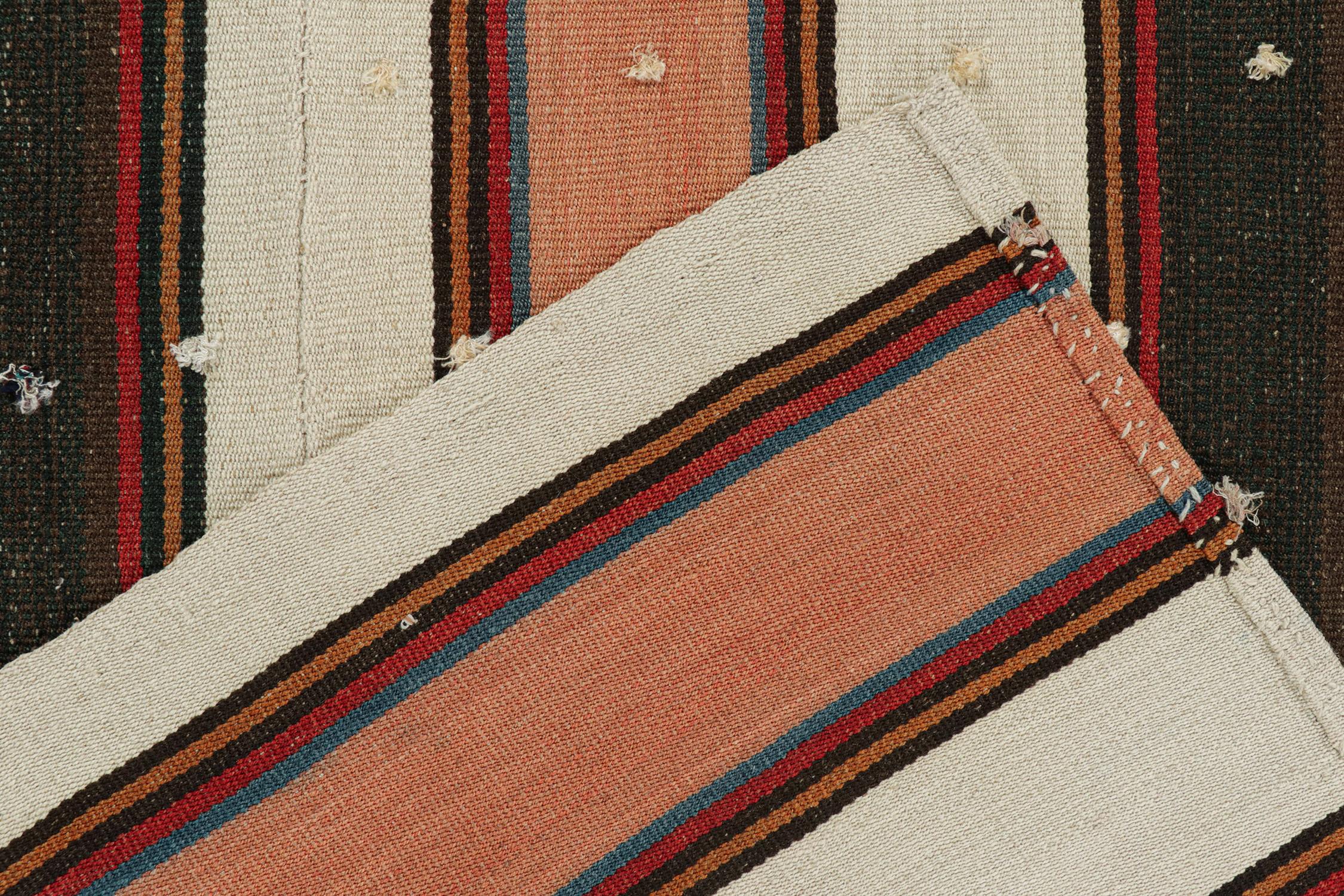 Wool Vintage Persian Jajim Kilim in Colorful Stripes by Rug & Kilim For Sale