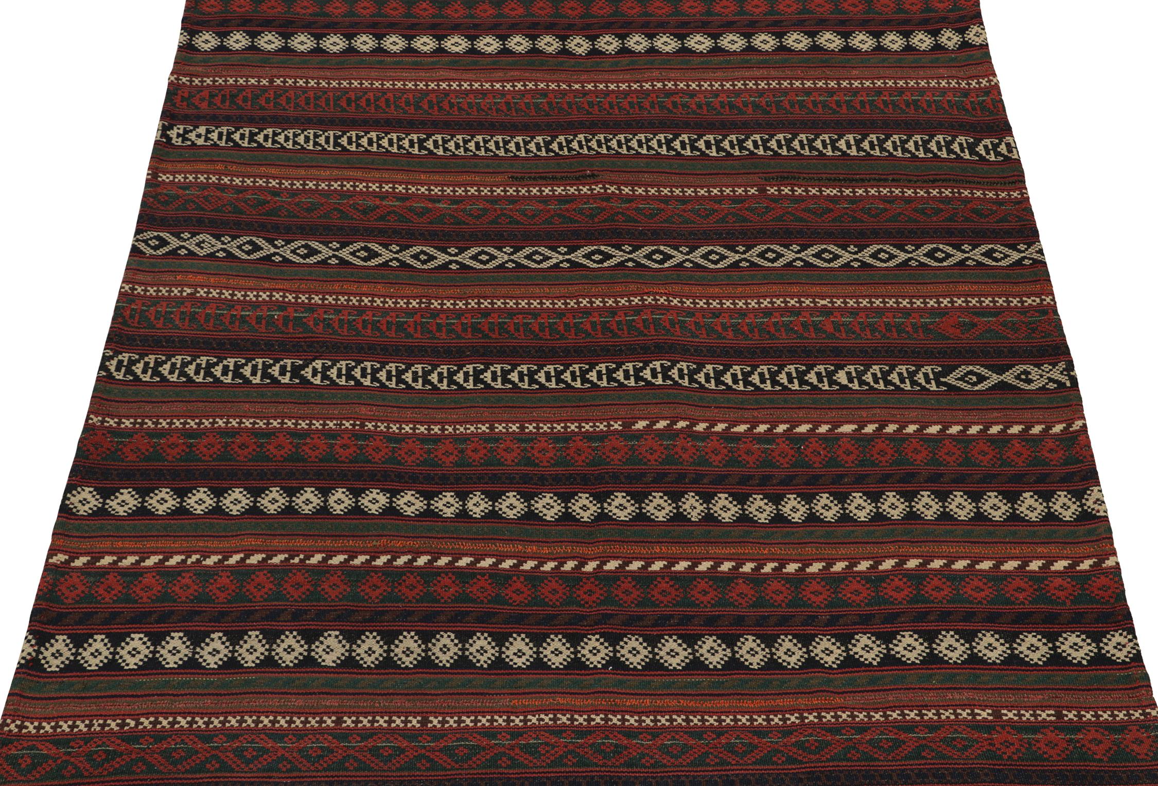 Tribal Vintage Persian Jajim kilim in Polychromatic Stripes Pattern by Rug & Kilim For Sale