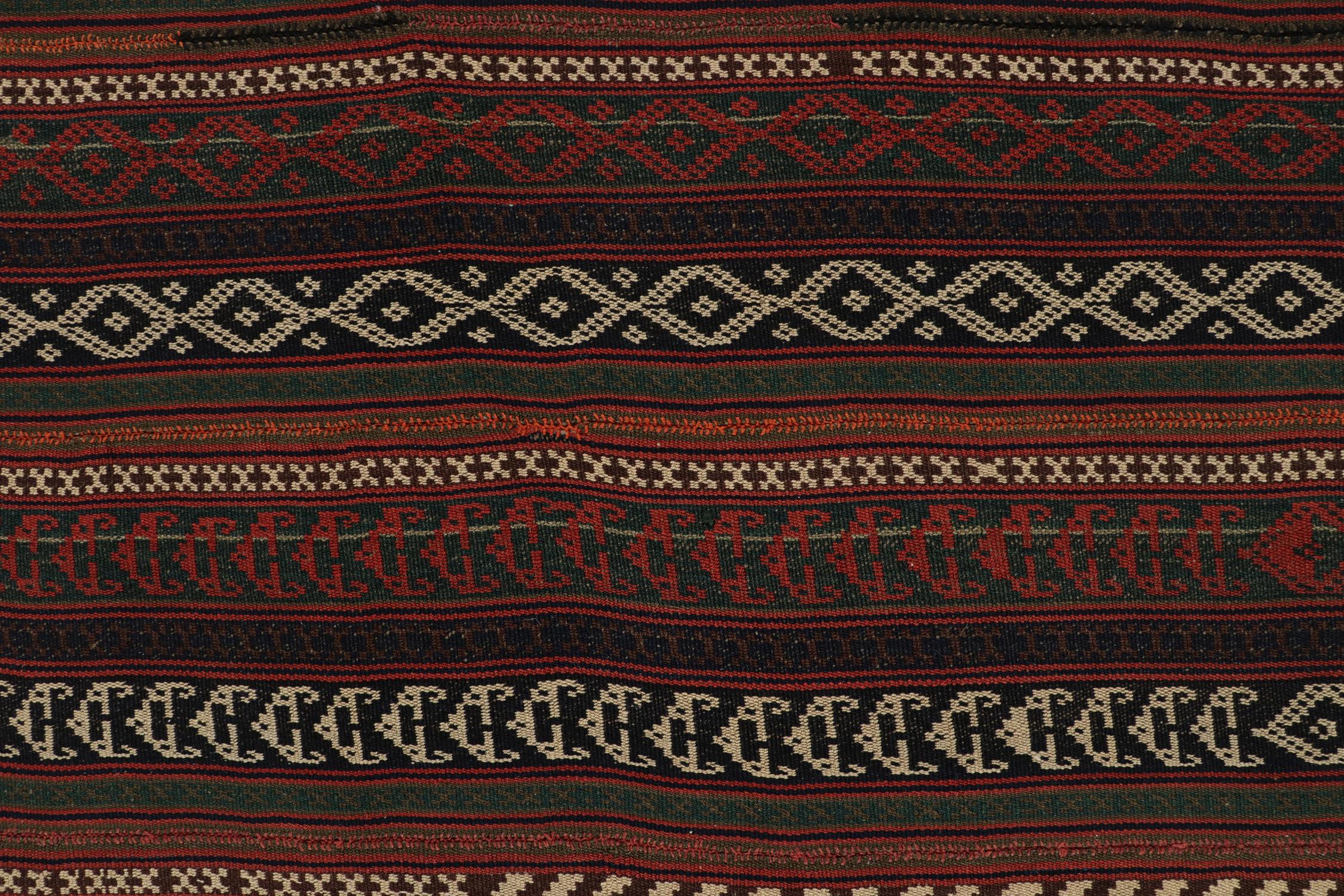 Mid-20th Century Vintage Persian Jajim kilim in Polychromatic Stripes Pattern by Rug & Kilim For Sale