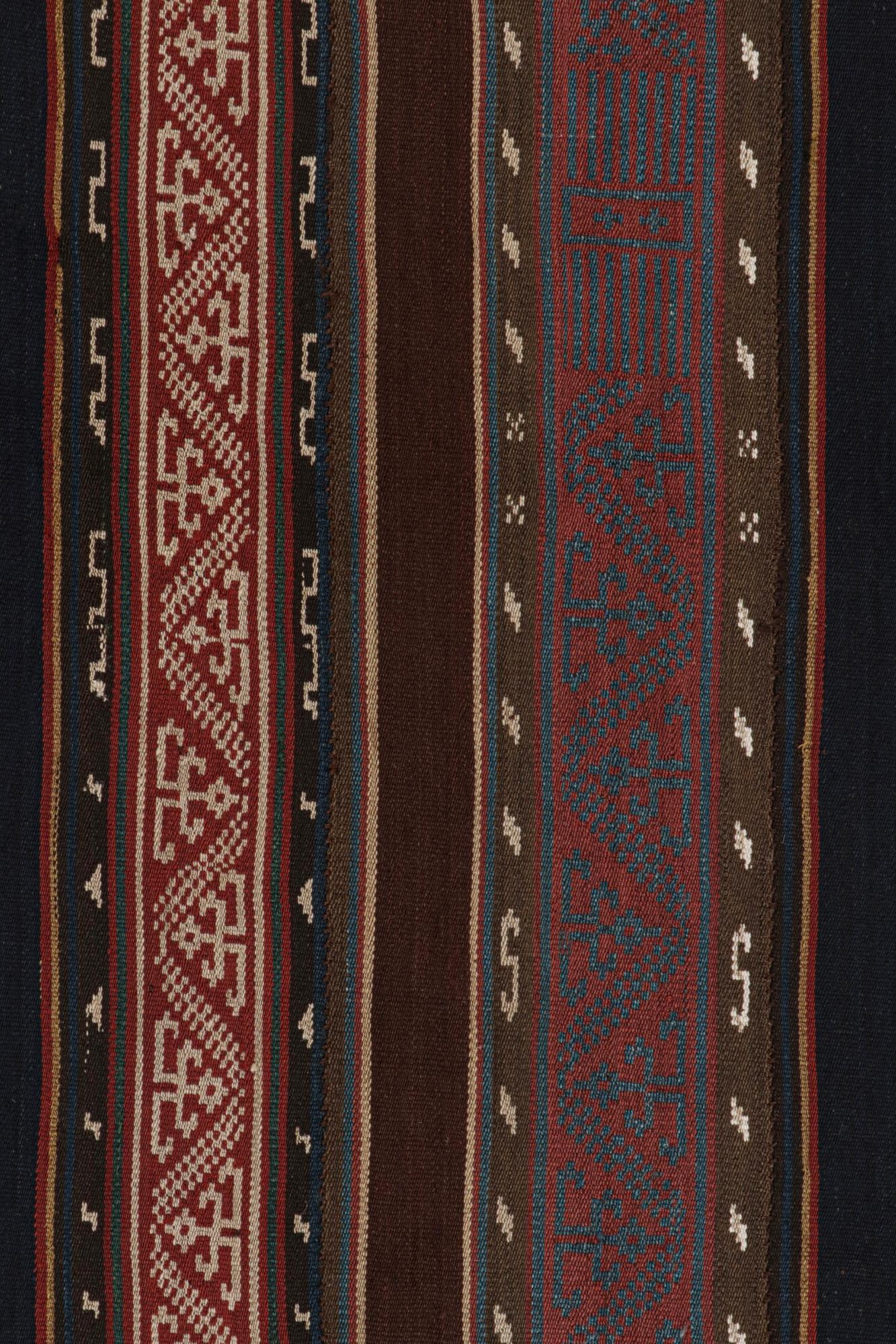 Tribal Vintage Persian Jajim Kilim in Red, Blue & Brown Patterns For Sale