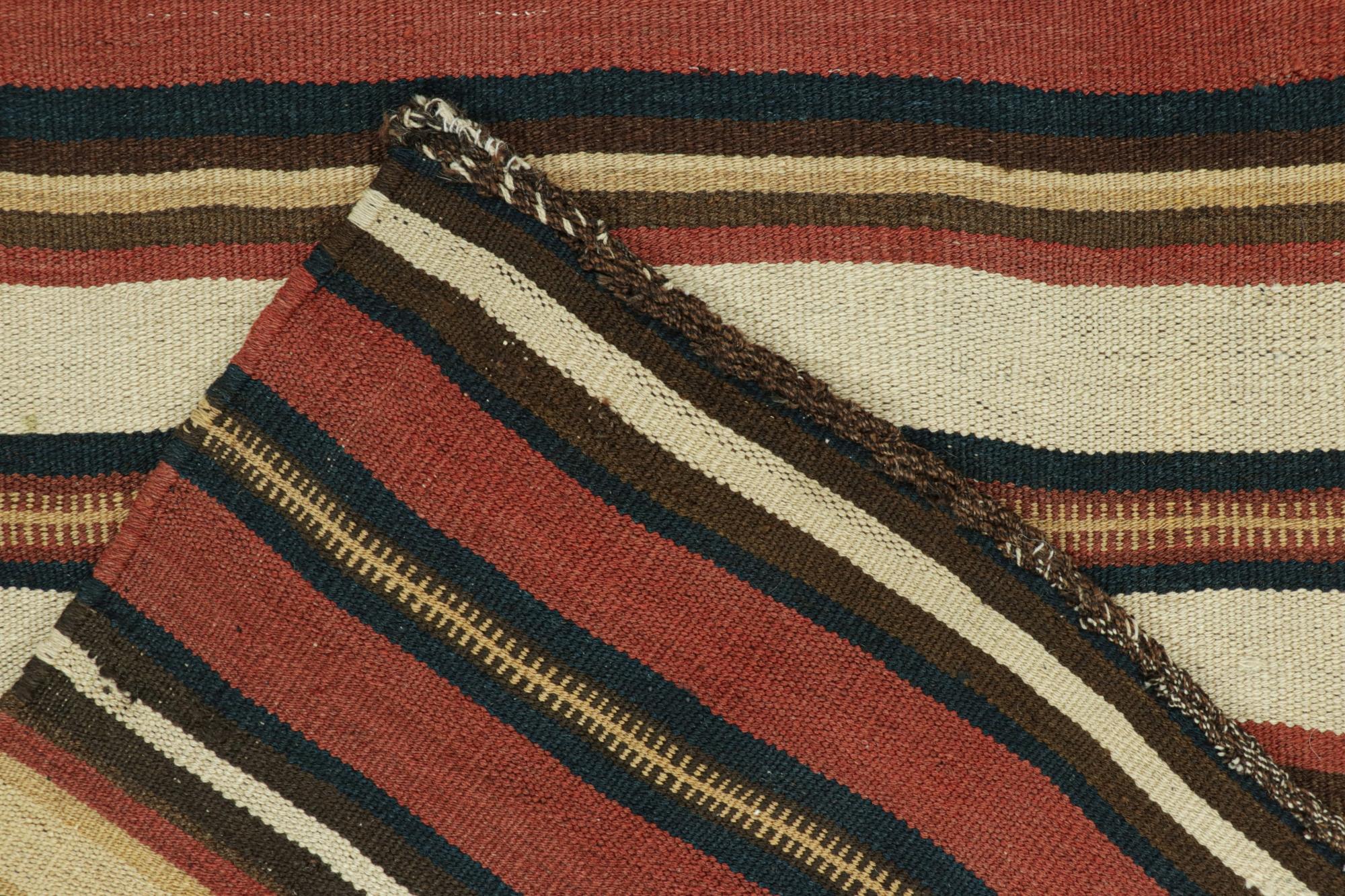 Wool Vintage Persian Jajim Kilim in Red, Blue & White Patterns For Sale