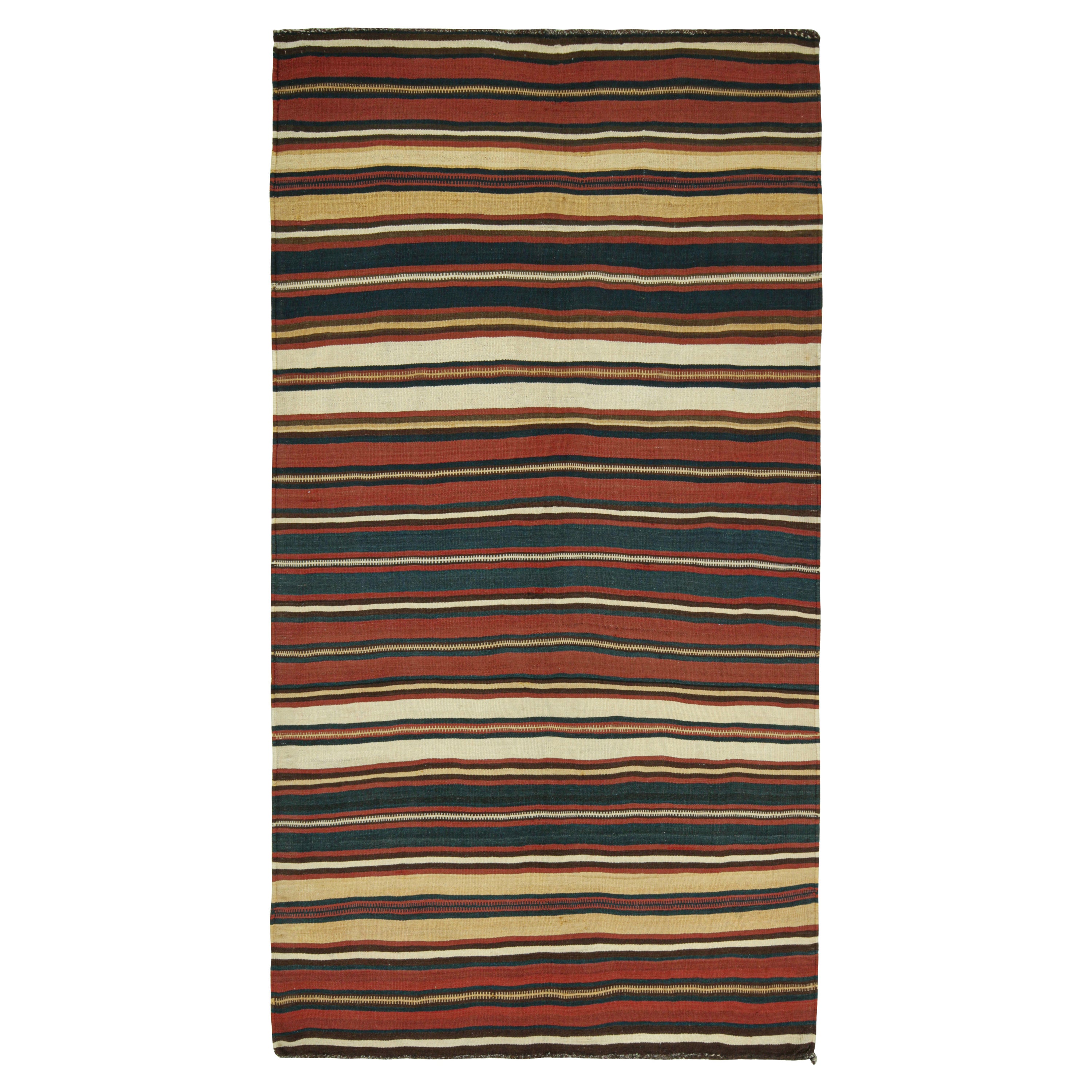 Kilim persiano vintage a motivi rossi, blu e bianchi