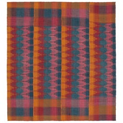 Vintage Persian Jajim Kilim in Red, Orange, Pink & Blue Patterns