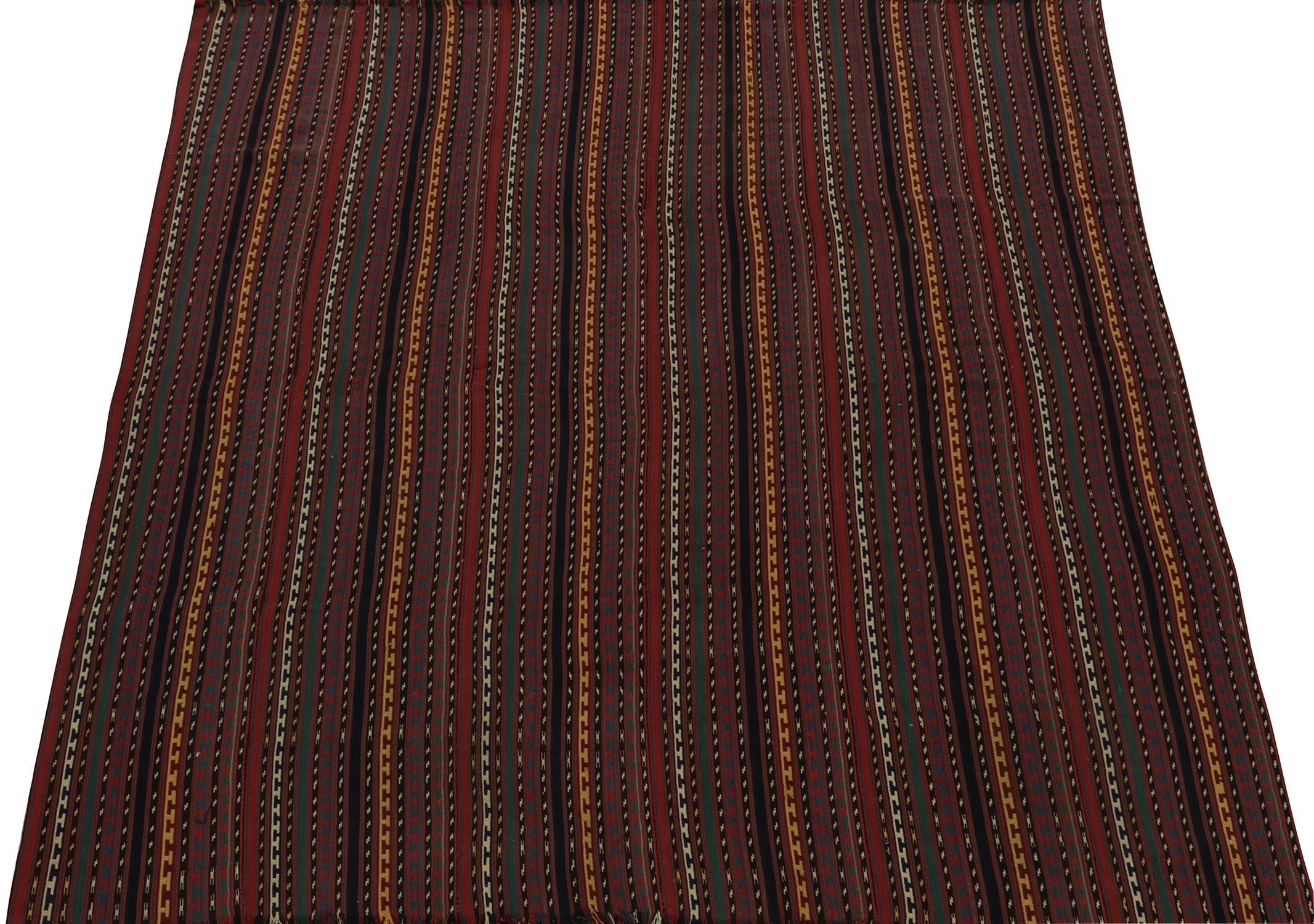 Afghan Vintage Persian Jajim Tribal Kilim in Polychromatic Stripes, by Rug & Kilim For Sale
