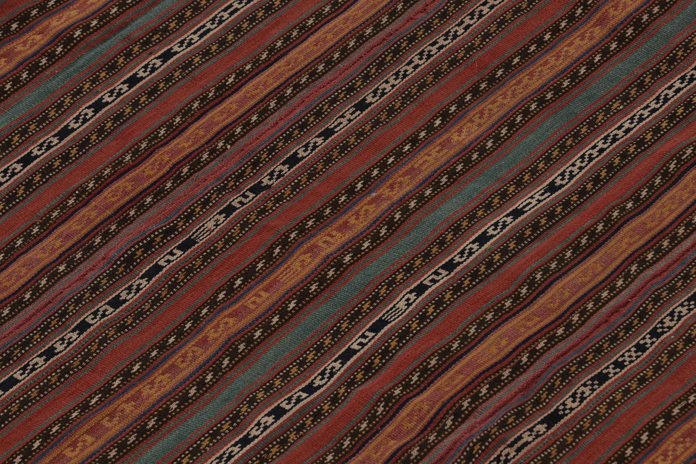 Vintage Persian Jajim Tribal Kilim in Polychromatic Stripes, by Rug & Kilim In Good Condition For Sale In Long Island City, NY