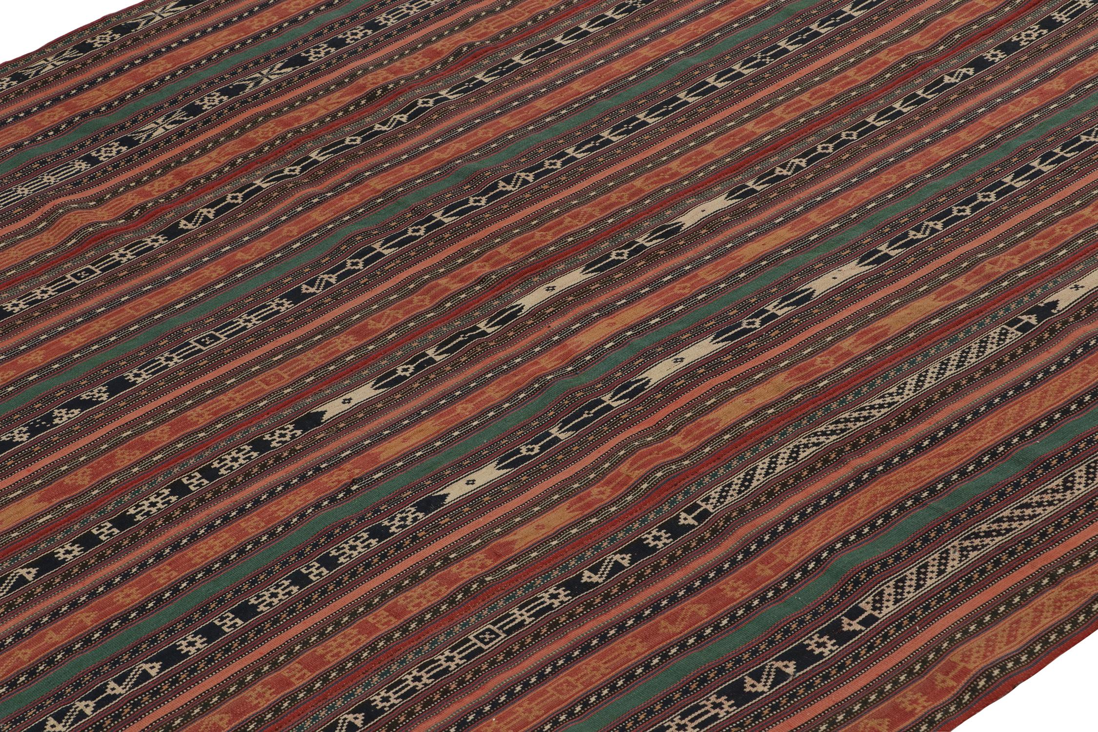 Vintage Persian Jajim Tribal Kilim in Polychromatic Stripes by Rug & Kilim In Good Condition For Sale In Long Island City, NY