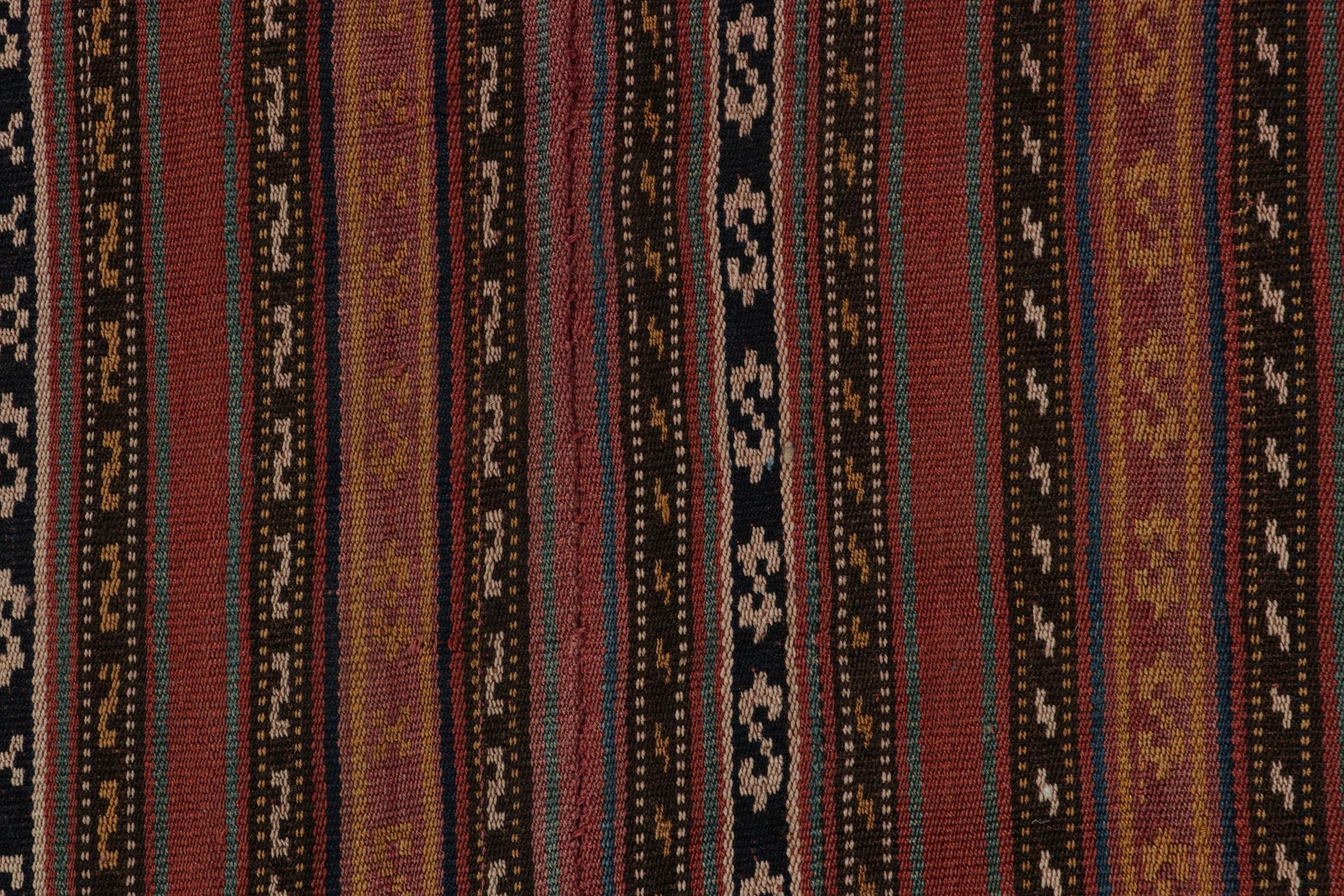 Mid-20th Century Vintage Persian Jajim Tribal Kilim in Polychromatic Stripes, by Rug & Kilim For Sale