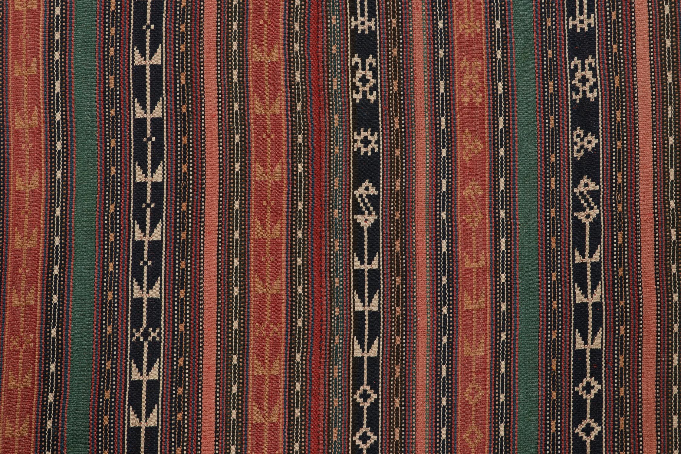 Wool Vintage Persian Jajim Tribal Kilim in Polychromatic Stripes by Rug & Kilim For Sale