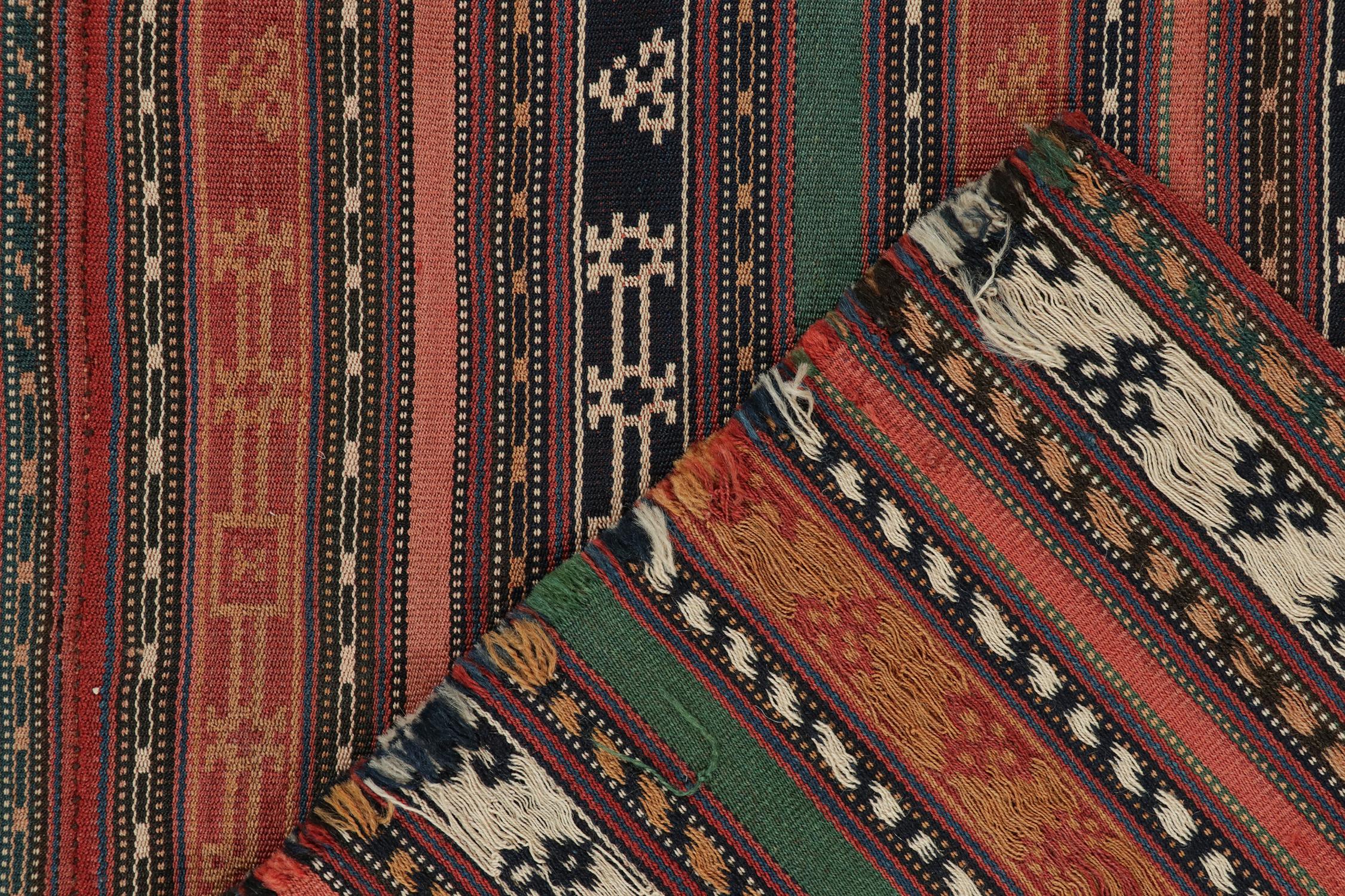 Vintage Persian Jajim Tribal Kilim in Polychromatic Stripes by Rug & Kilim For Sale 1