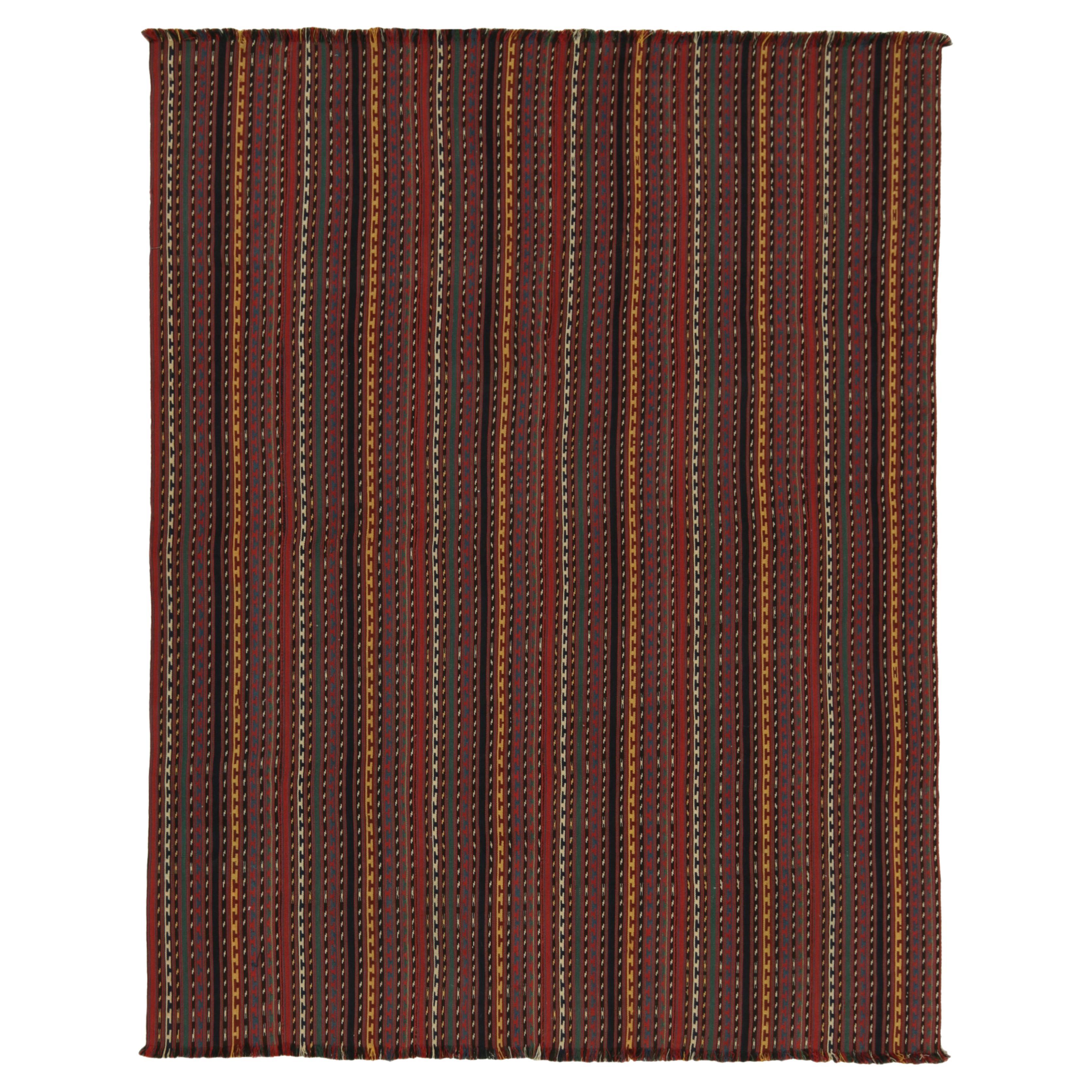 Vintage Persian Jajim Tribal Kilim in Polychromatic Stripes, by Rug & Kilim For Sale