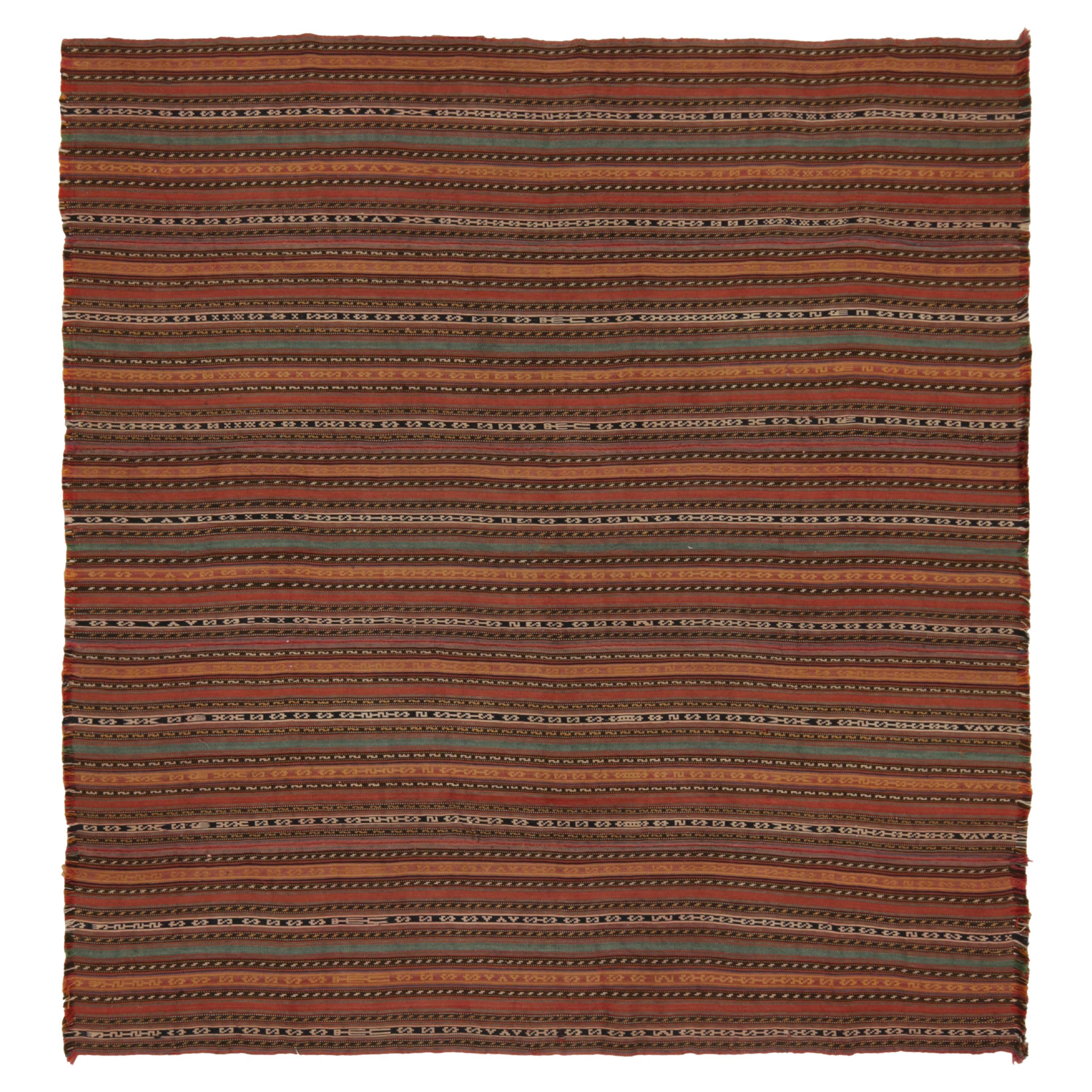 Vintage Persian Jajim Tribal Kilim in Polychromatic Stripes, by Rug & Kilim For Sale