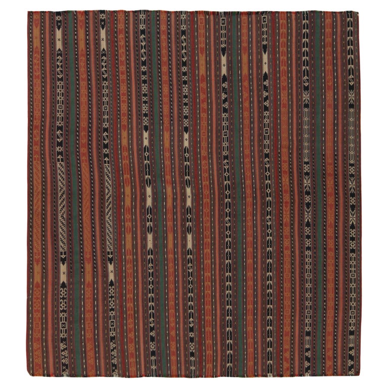 Vintage Persian Jajim Tribal Kilim in Polychromatic Stripes by Rug and Kilim For Sale at 1stDibs