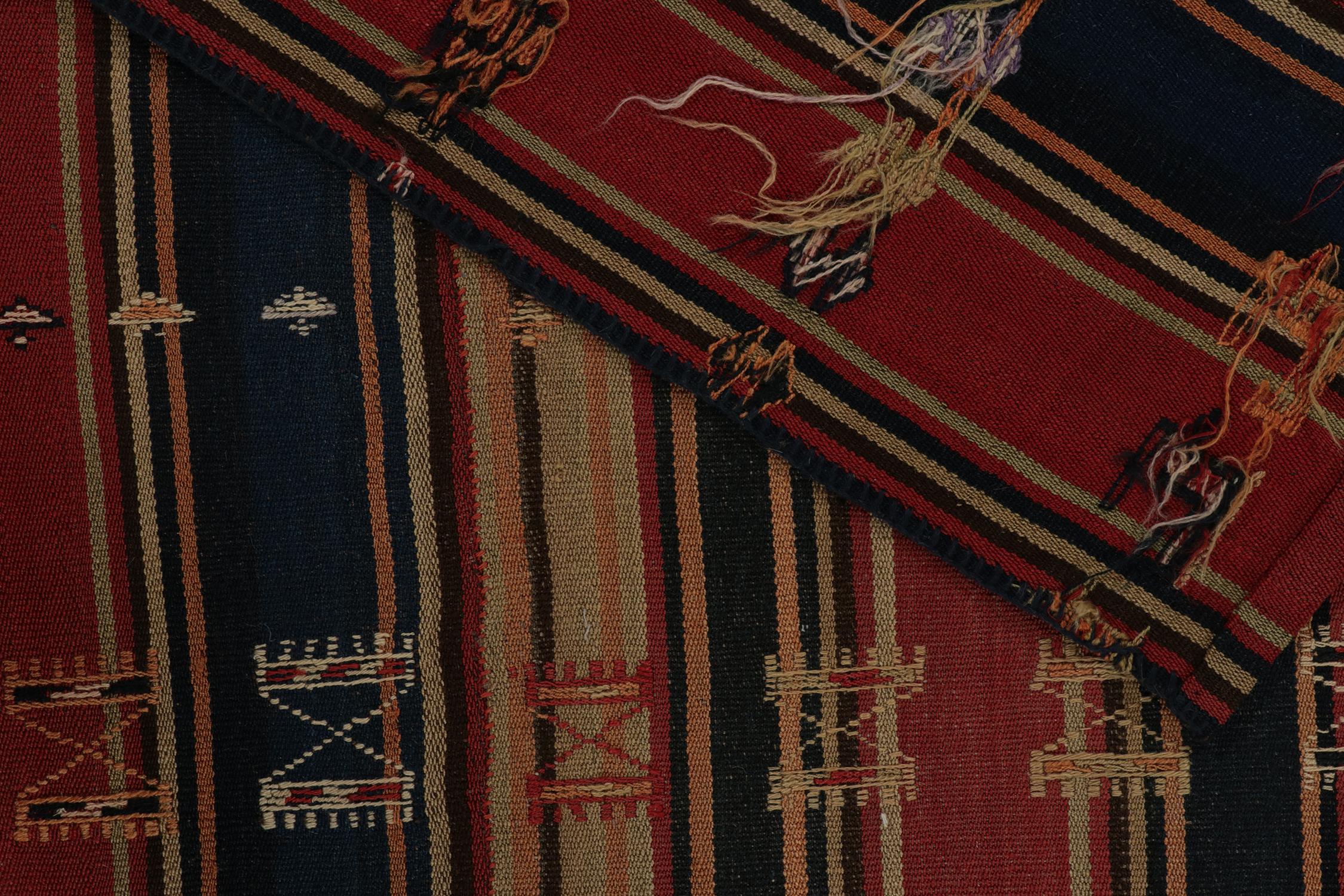 Vintage Persian Jajim Tribal Kilim Rug in Polychromatic Stripes, by Rug & Kilim For Sale 1