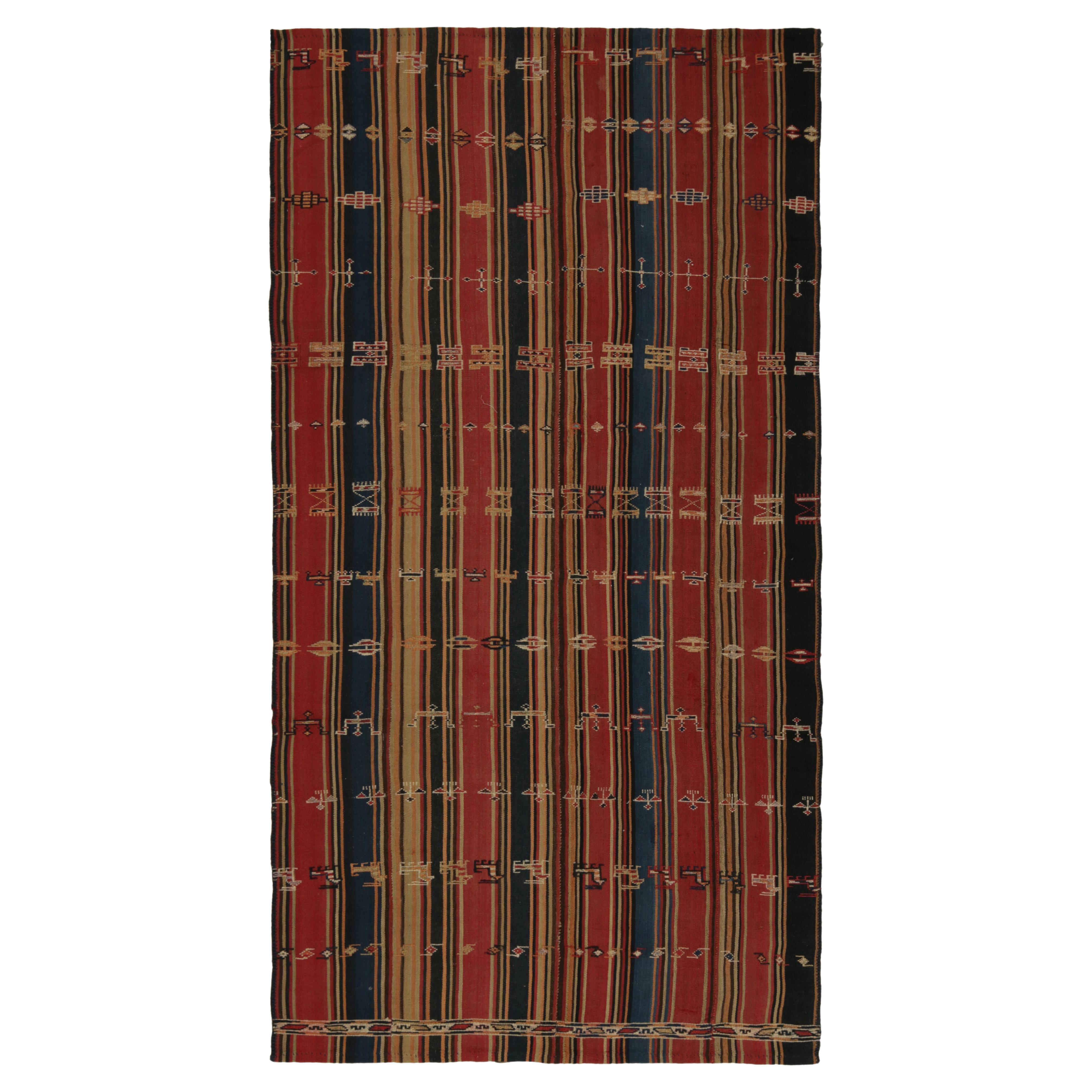 Vintage Persian Jajim Tribal Kilim Rug in Polychromatic Stripes, by Rug & Kilim For Sale