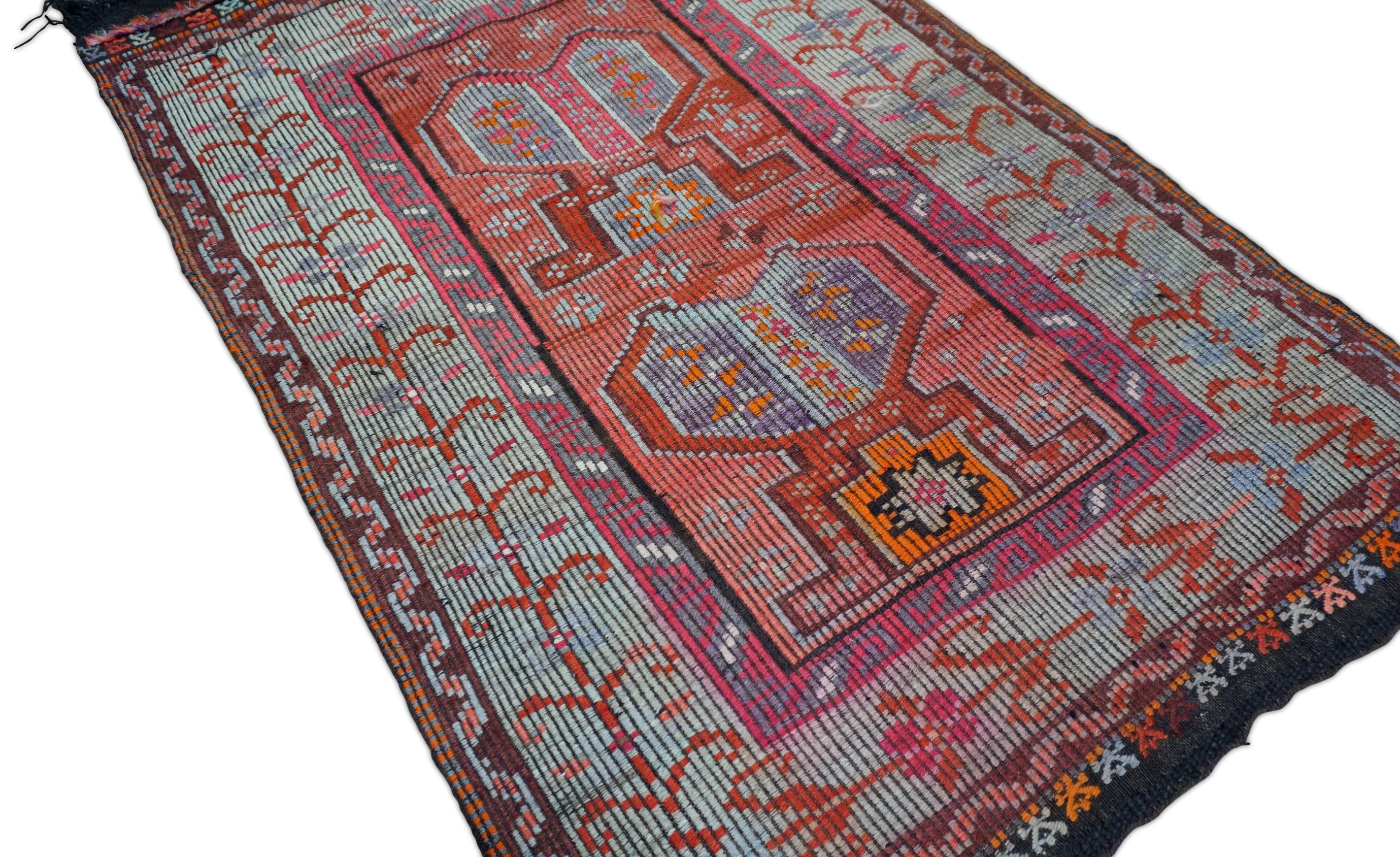 Alfombra persa vintage de lana Jajim 3'7''x5'5'' Arte popular en venta