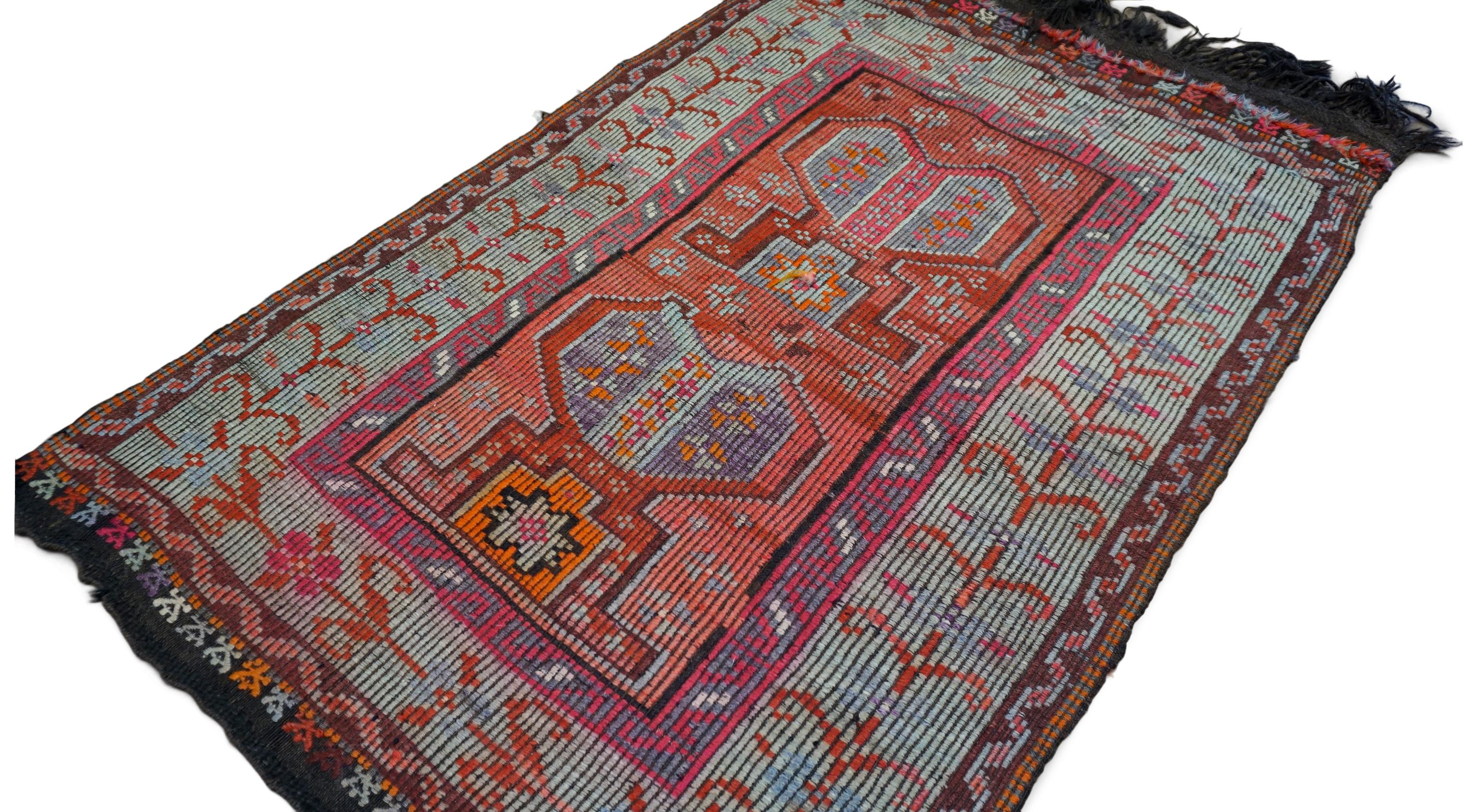 Alfombra persa vintage de lana Jajim 3'7''x5'5'' Persa en venta