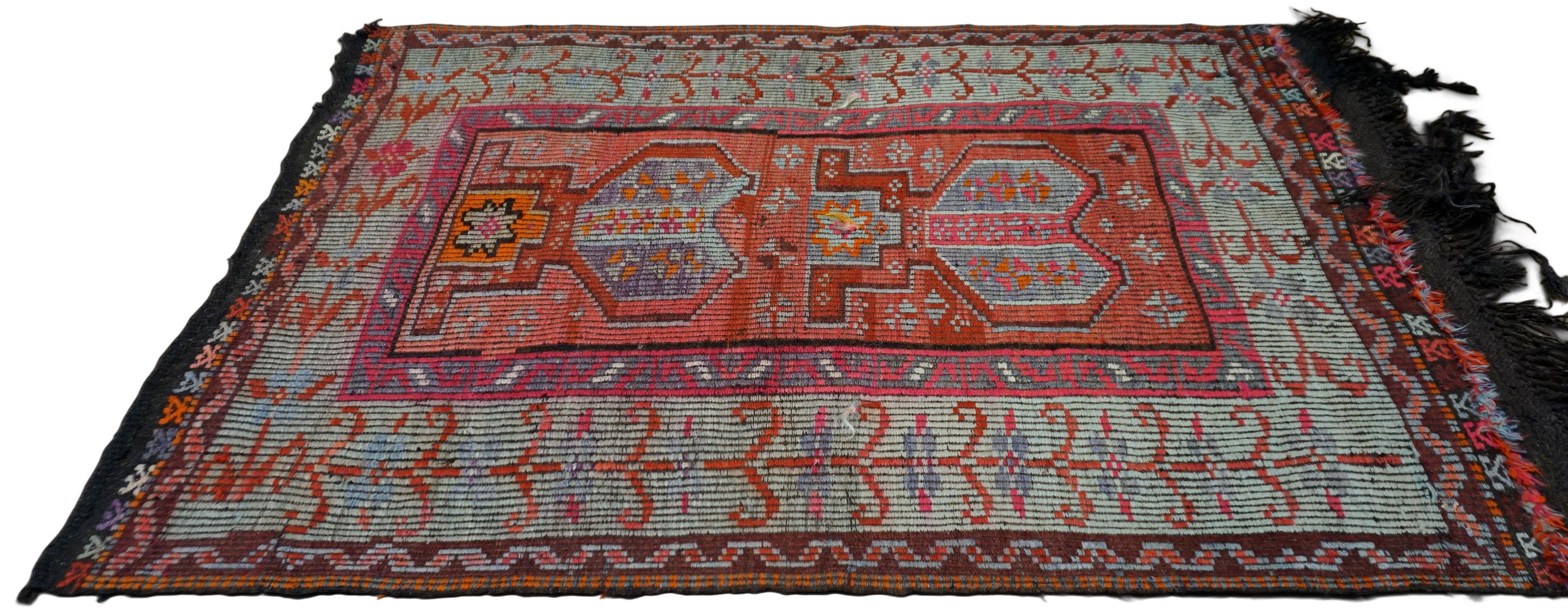 Alfombra persa vintage de lana Jajim 3'7''x5'5'' Anudado a mano en venta