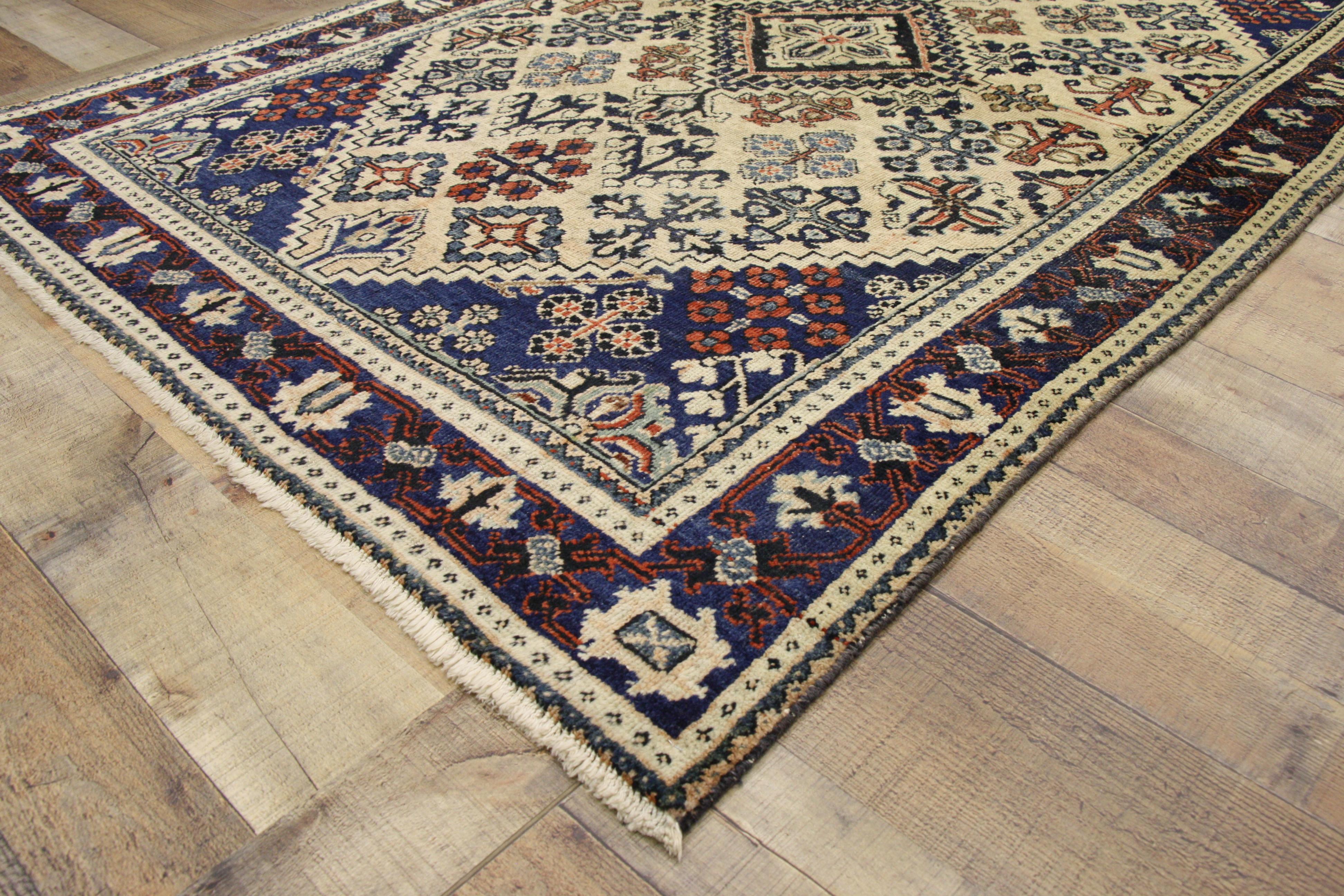 Hand-Knotted Vintage Persian Joshegan Rug with Modern Italian Farmhouse Style For Sale