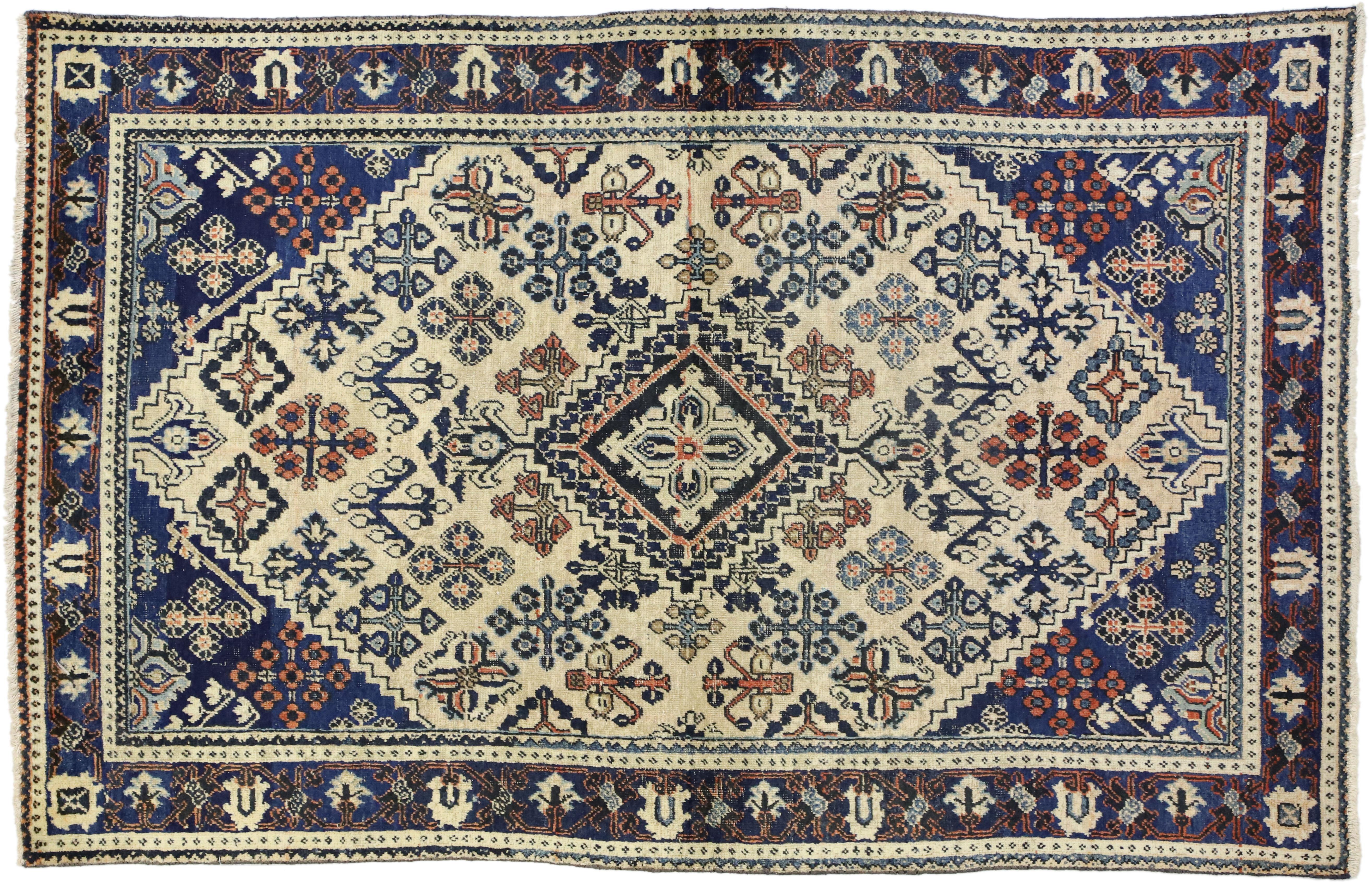 20th Century Vintage Persian Joshegan Rug with Modern Italian Farmhouse Style For Sale