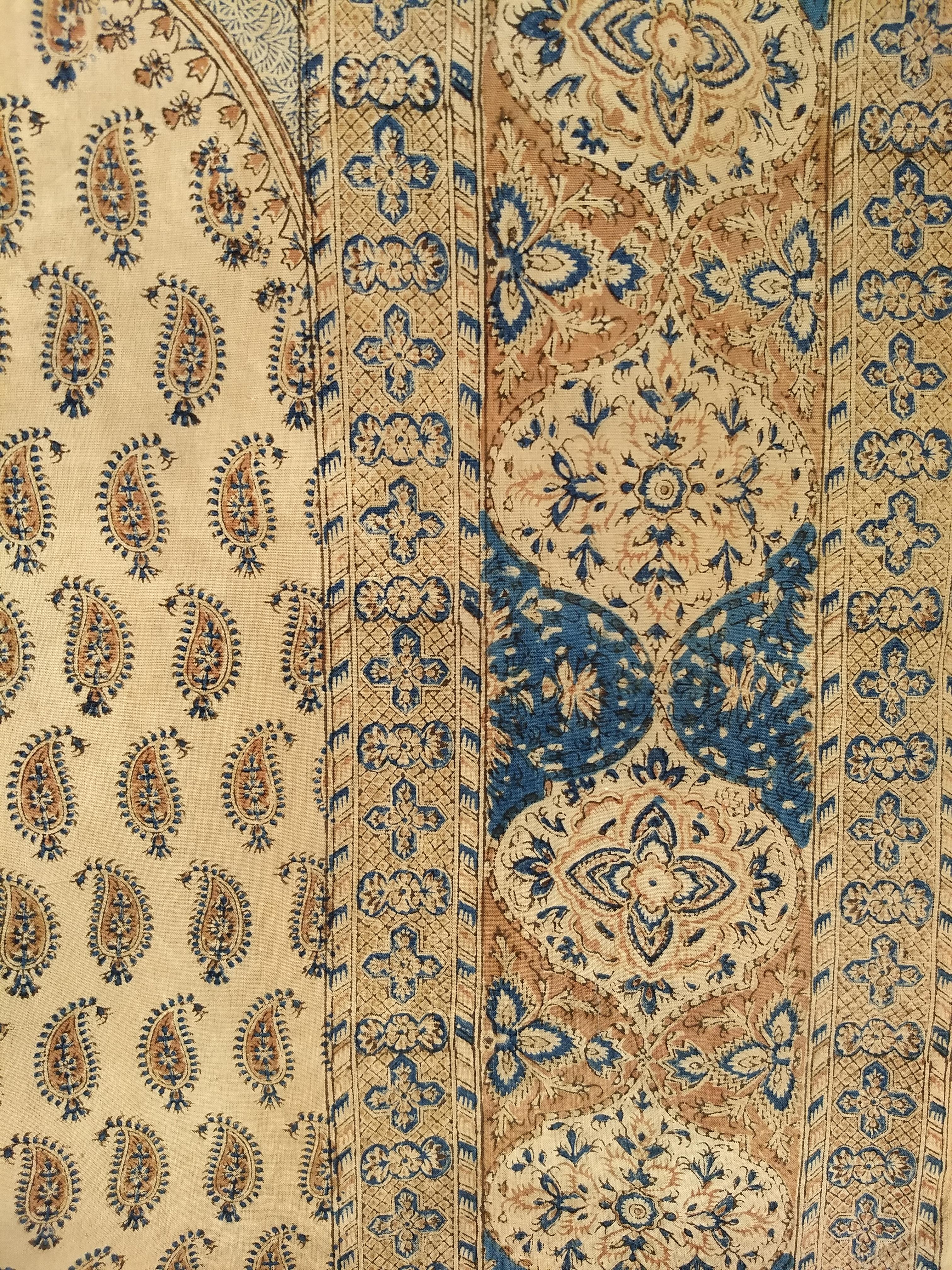 20th Century Vintage Persian Hand-Crafted Kalamkar Block Print Textile with a Paisley Pattern