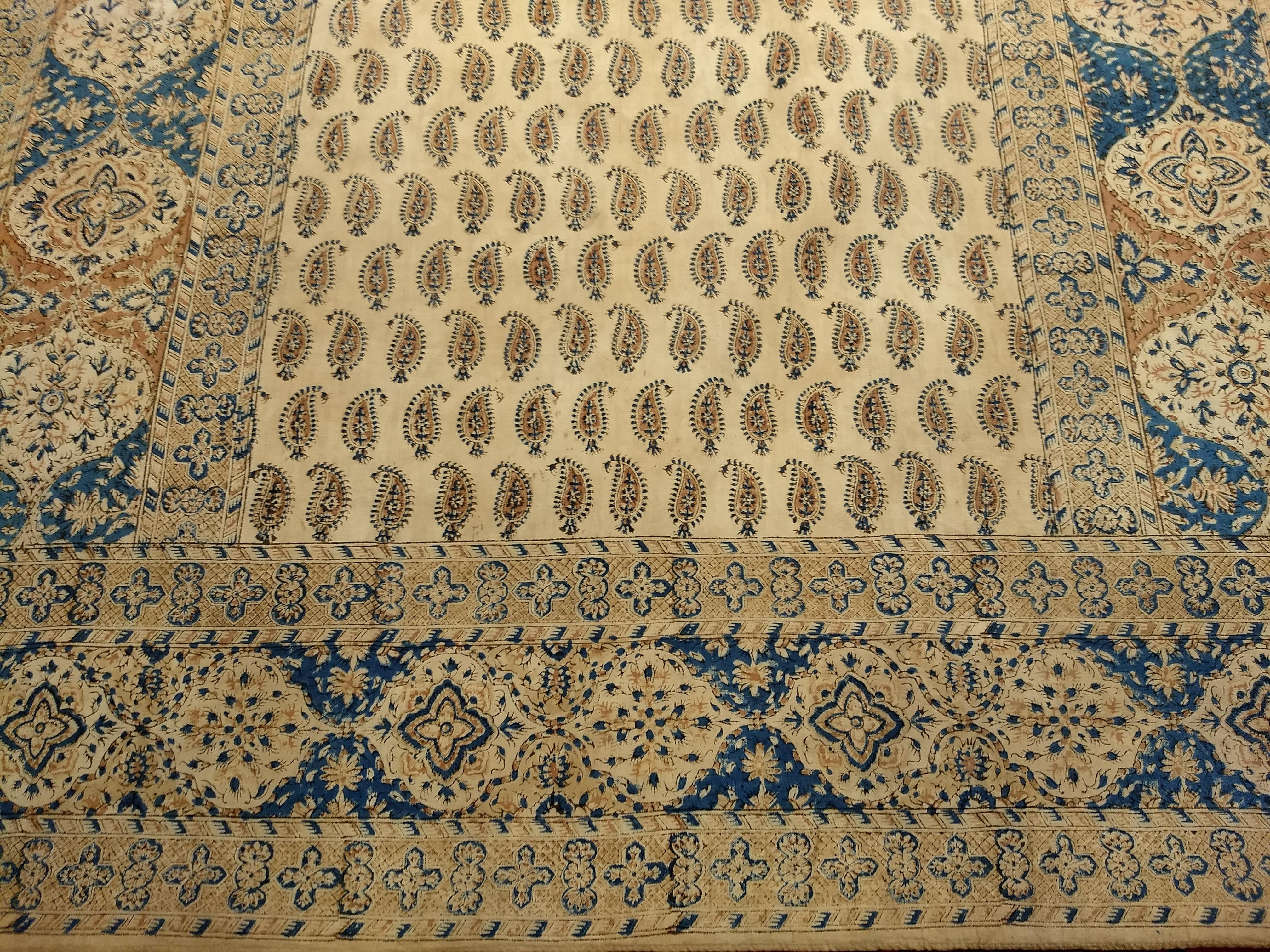 Vintage Persian Hand-Crafted Kalamkar Block Print Textile with a Paisley Pattern 3
