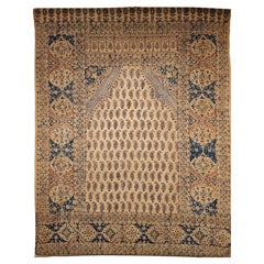Textile persan vintage fait main Kalamkar imprimé à blocs avec motif cachemire