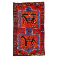 Vintage Persian Karabagh Pictorial Carpet