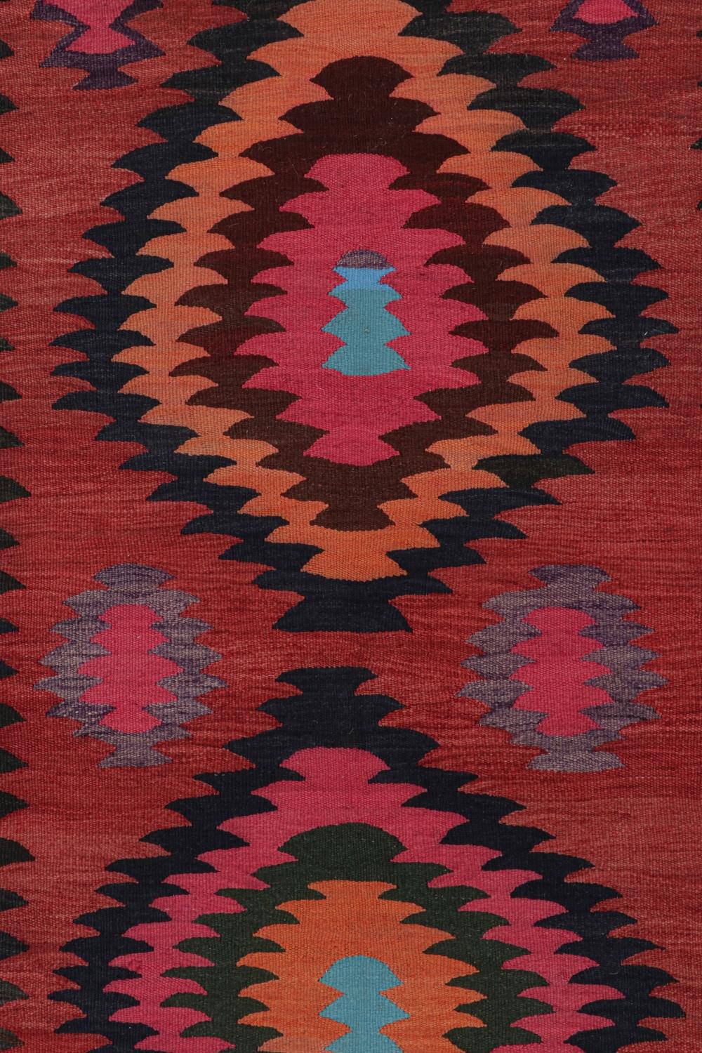 Tribal Vintage Persian Karadagh Kilim in Red with Vibrant Medallions For Sale