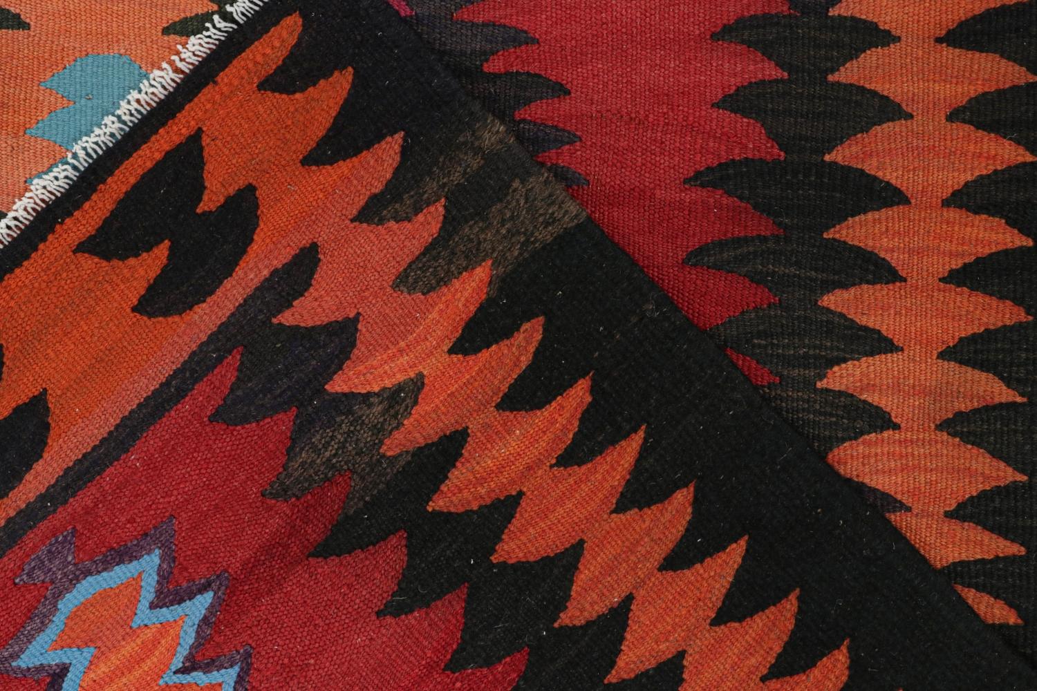 Wool Vintage Persian Karadagh Kilim in Red with Vibrant Medallions For Sale