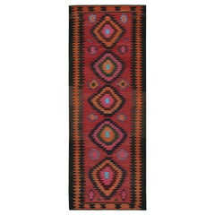 Kilim persiano vintage Karadagh rosso con medaglioni vivaci