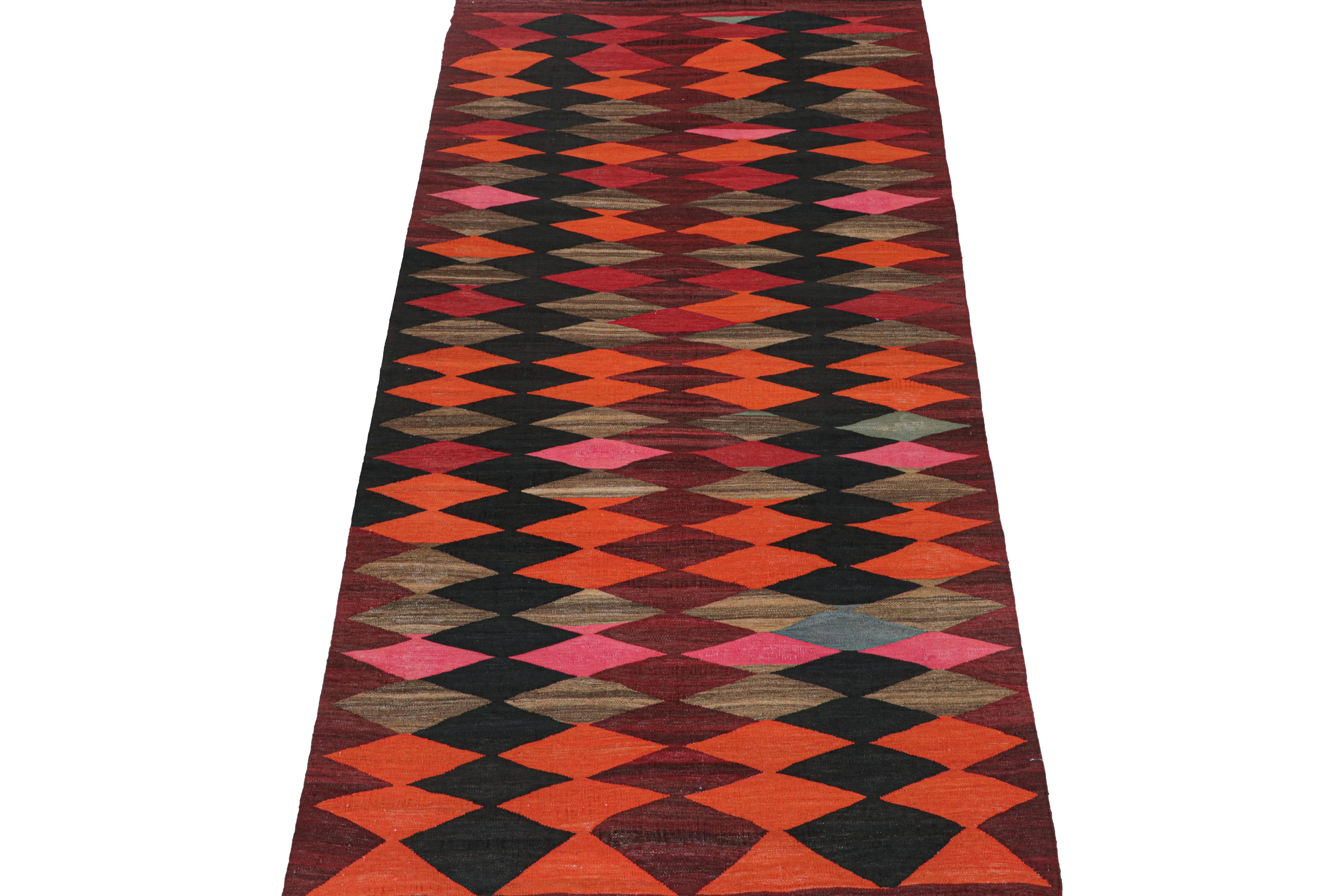 Hand-Knotted Vintage Persian Karadagh Tribal Kilim in Polychromatic Diamonds by Rug & Kilim For Sale