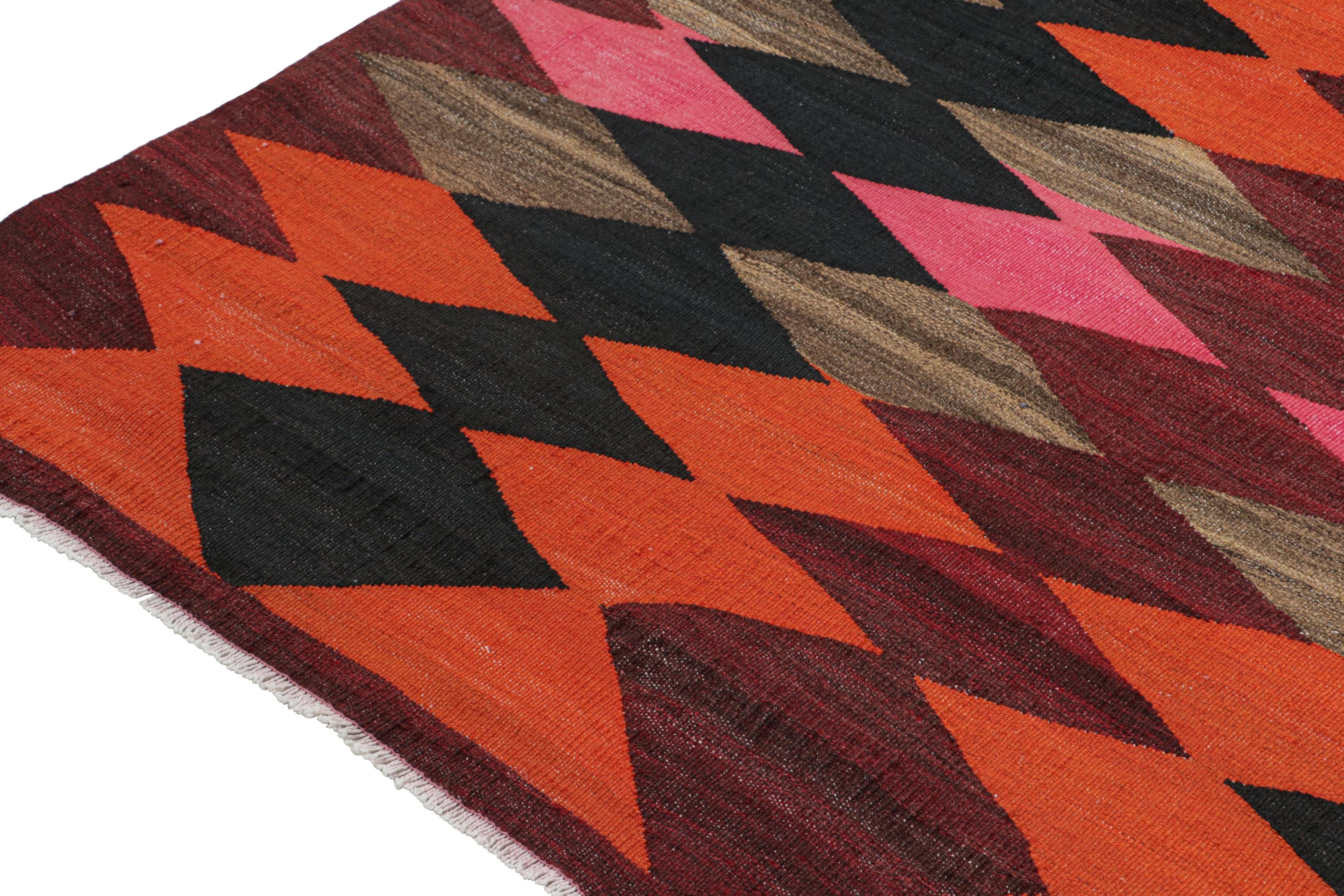 Mid-20th Century Vintage Persian Karadagh Tribal Kilim in Polychromatic Diamonds by Rug & Kilim For Sale