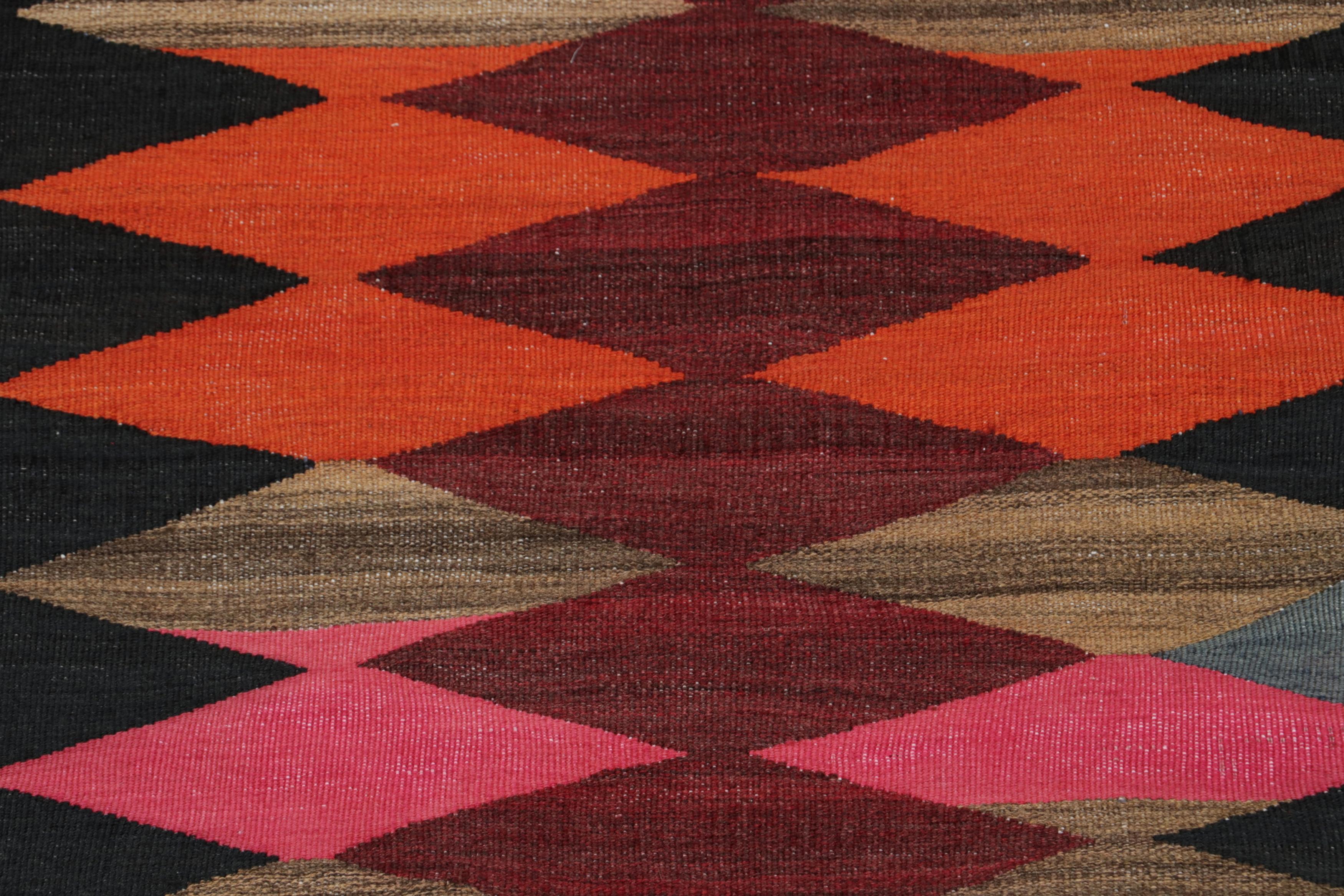 Wool Vintage Persian Karadagh Tribal Kilim in Polychromatic Diamonds by Rug & Kilim For Sale