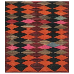 Vintage Persian Karadagh Tribal Kilim in Polychromatic Diamonds by Rug & Kilim