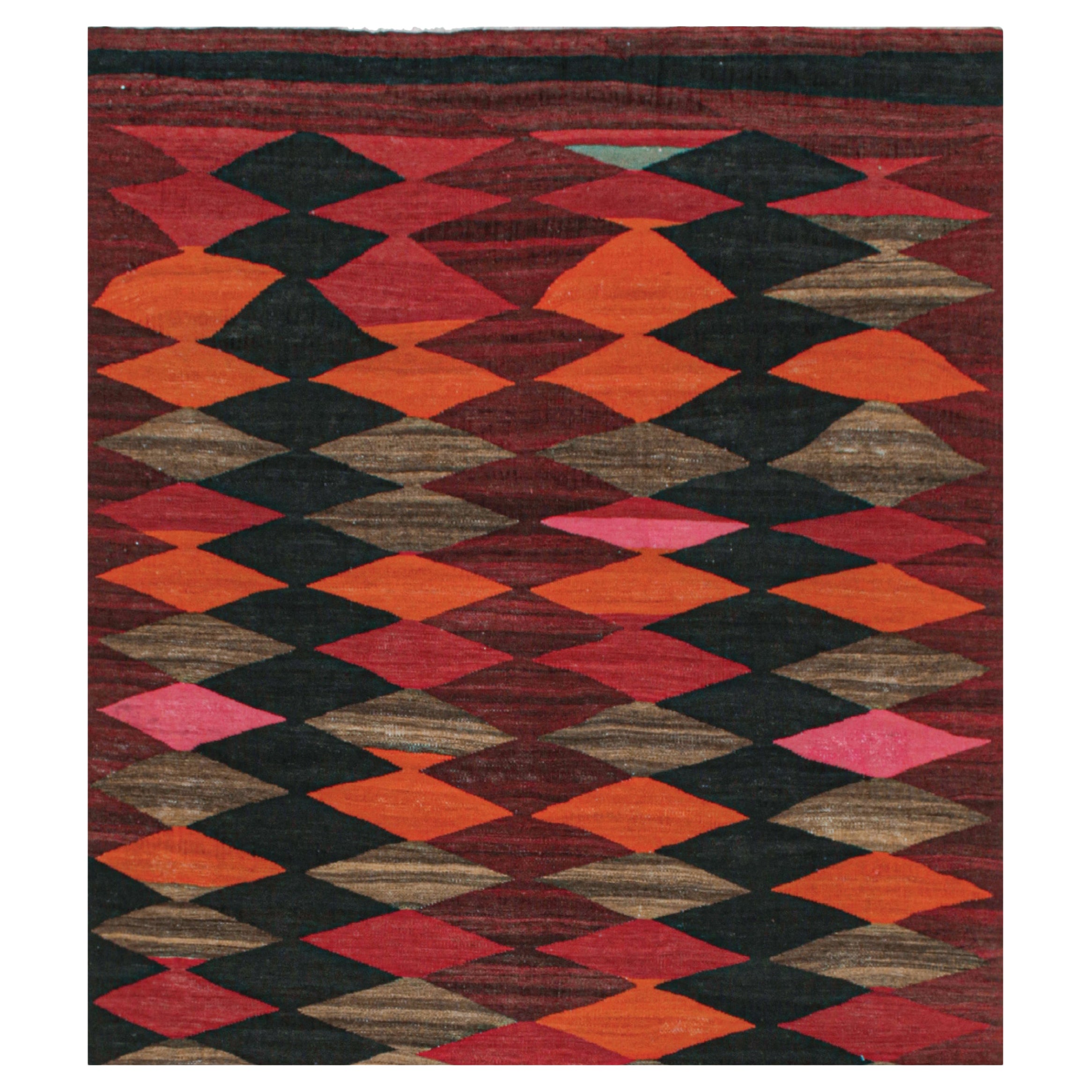 Vintage Persian Karadagh Tribal Kilim in Polychromatic Diamonds by Rug & Kilim