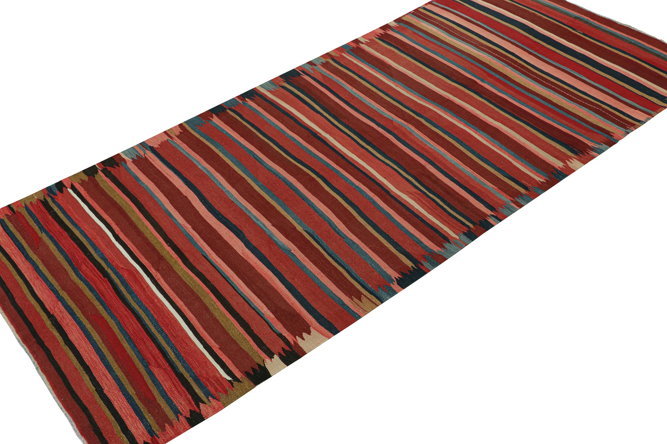Hand-Knotted Vintage Persian Karadagh Tribal Kilim in Polychromatic Stripes by Rug & Kilim For Sale