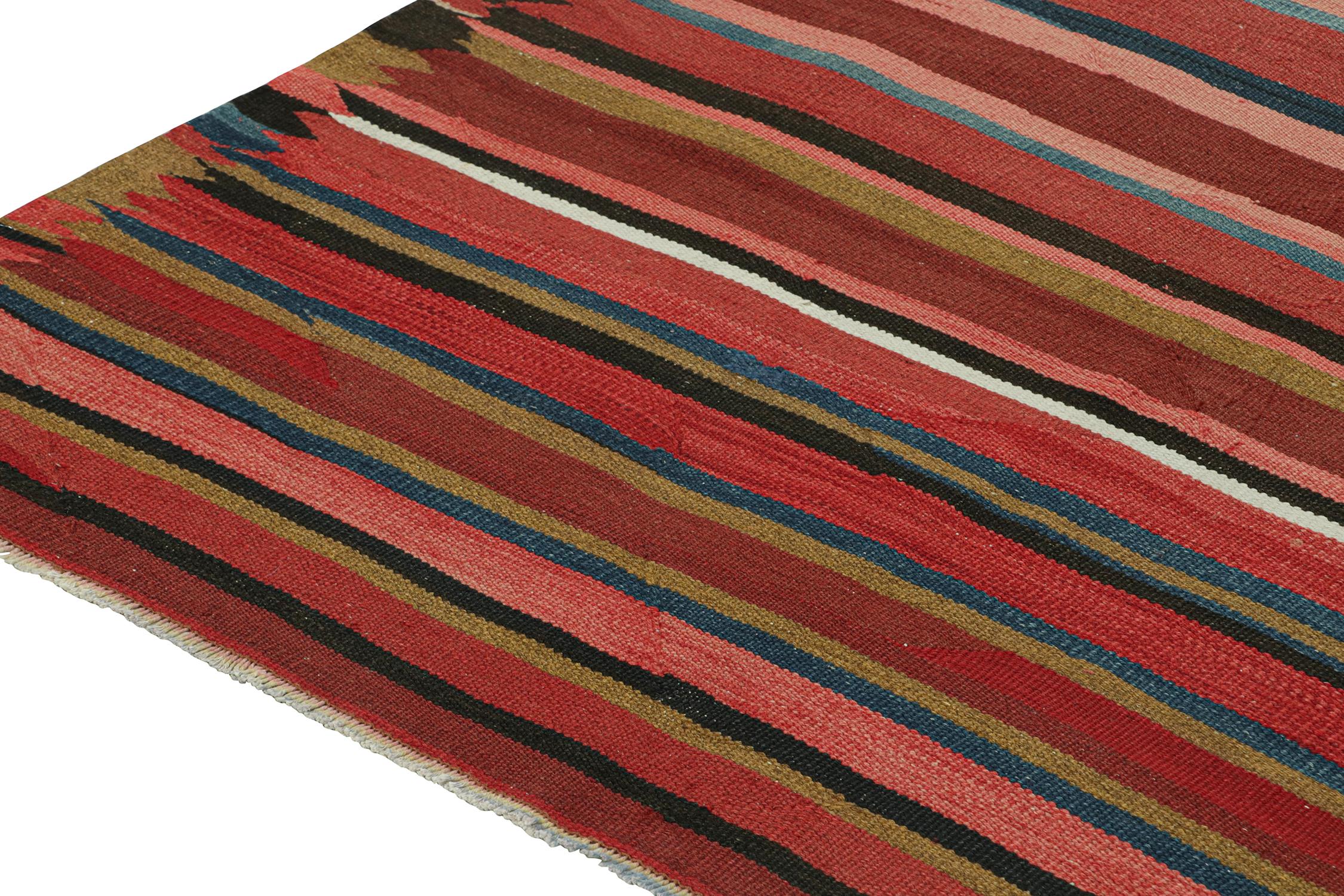 Mid-20th Century Vintage Persian Karadagh Tribal Kilim in Polychromatic Stripes by Rug & Kilim For Sale