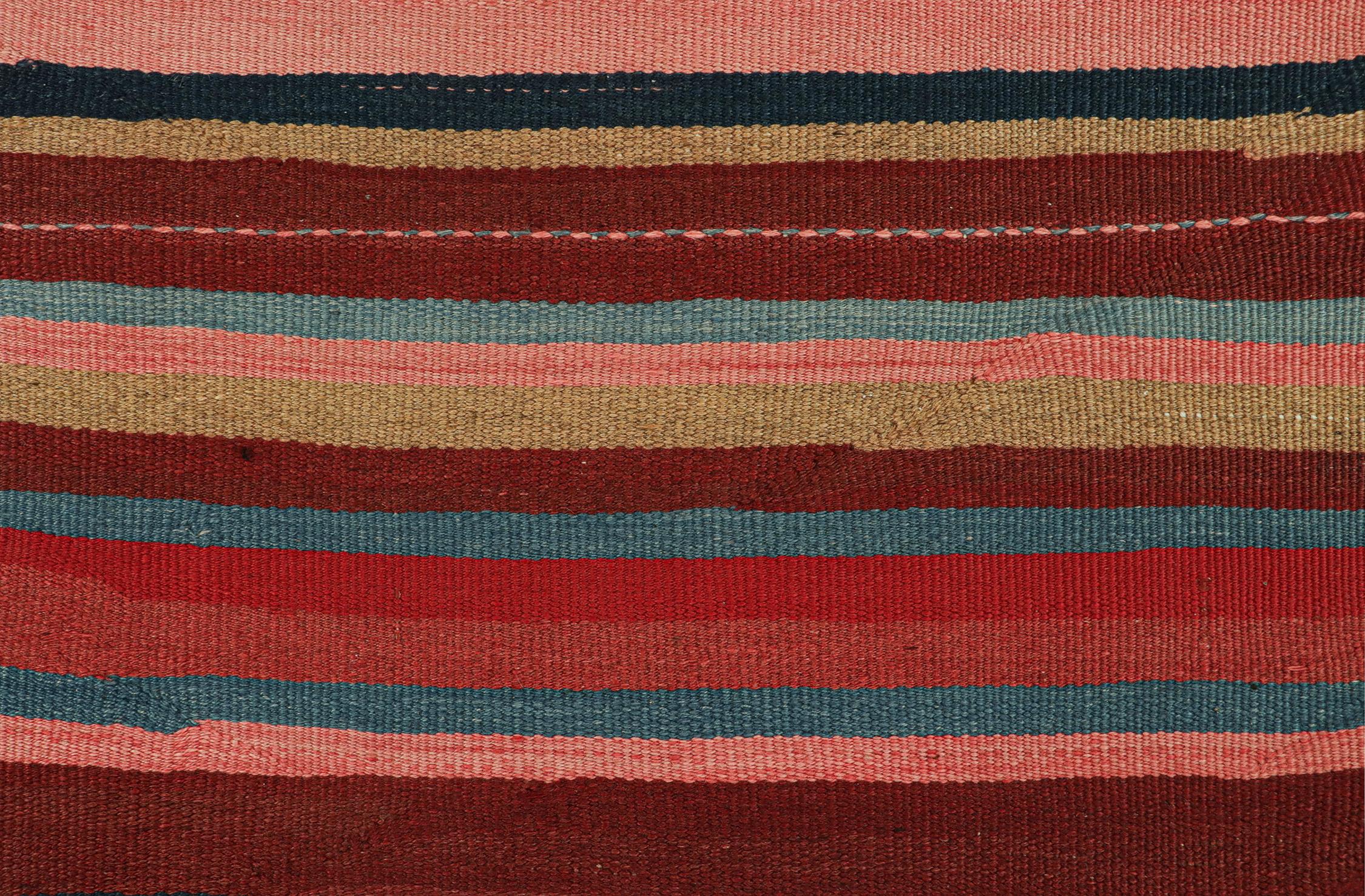 Wool Vintage Persian Karadagh Tribal Kilim in Polychromatic Stripes by Rug & Kilim For Sale