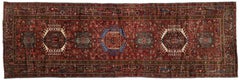Vintage Persian Karaja Heriz Gallery Rug, Wide Hallway Runner Tribal Style