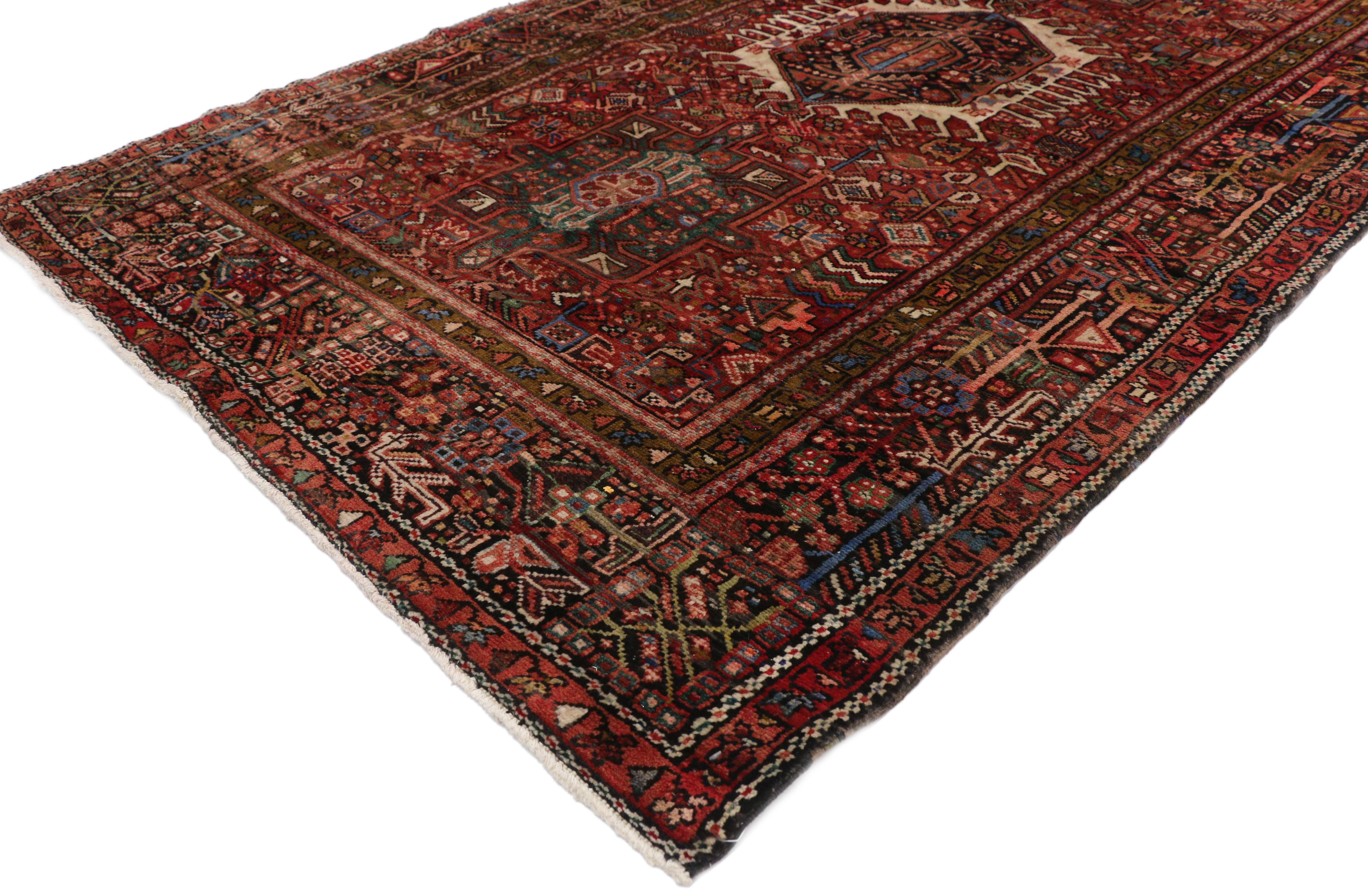 Persischer Karaja Heriz Gallery-Teppich im Stammesstil, breiter Flur-Läufer, Vintage  (Heriz Serapi) im Angebot