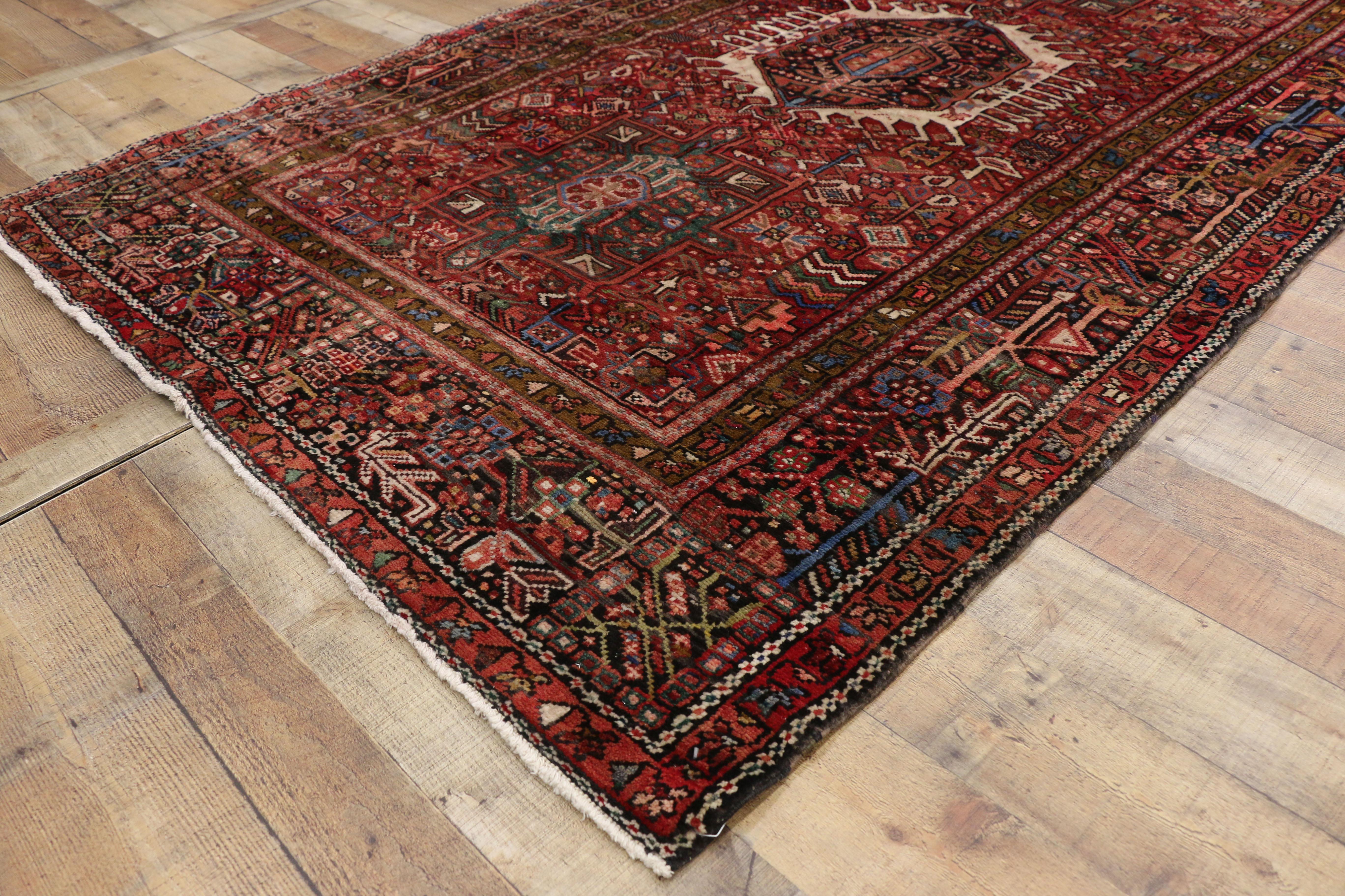Persischer Karaja Heriz Gallery-Teppich im Stammesstil, breiter Flur-Läufer, Vintage  (Wolle) im Angebot